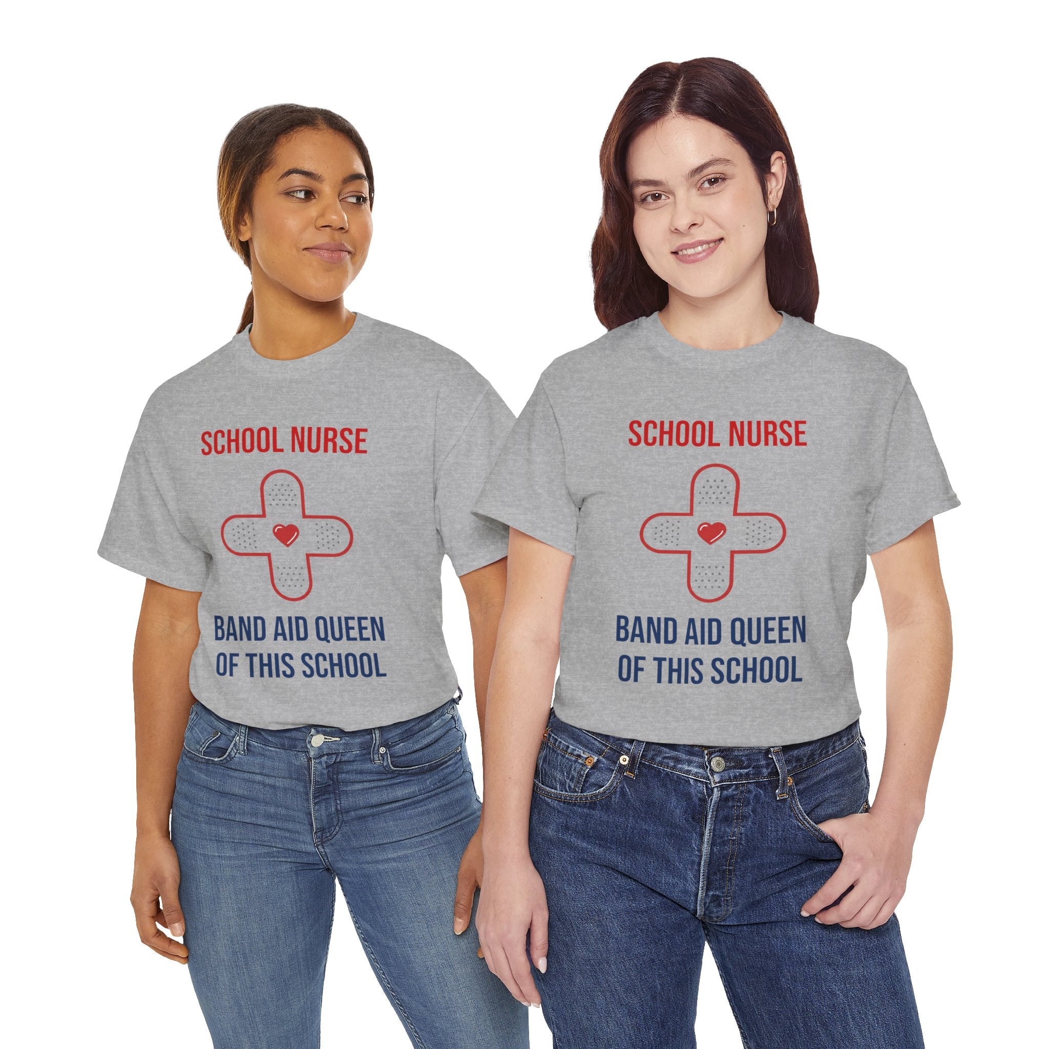 School Nurse T-Shirt – “Band Aid Queen of This School” Cotton Tee