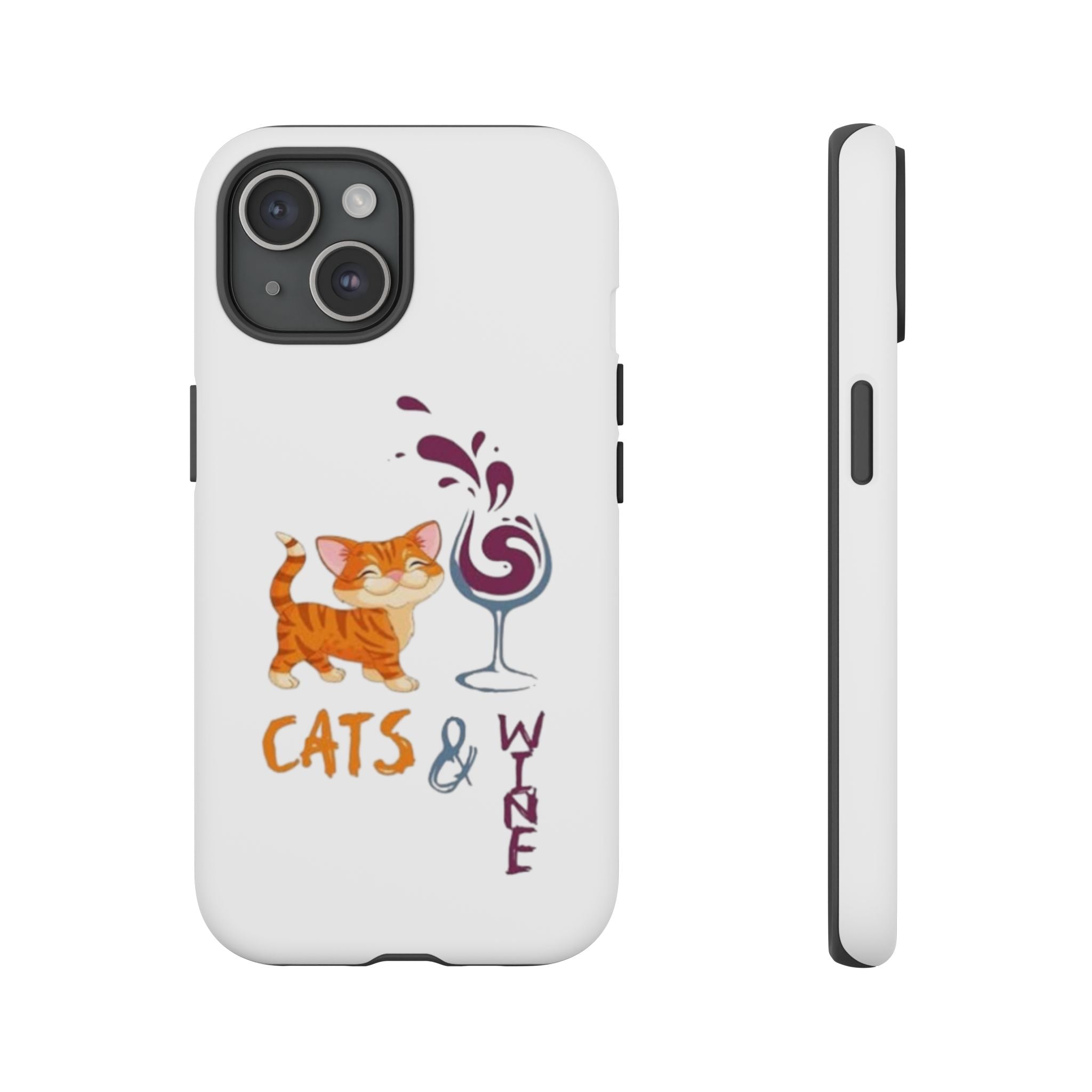Cats & Wine Phone Case — Cute Orange Cat with Wine Glass Protective Case