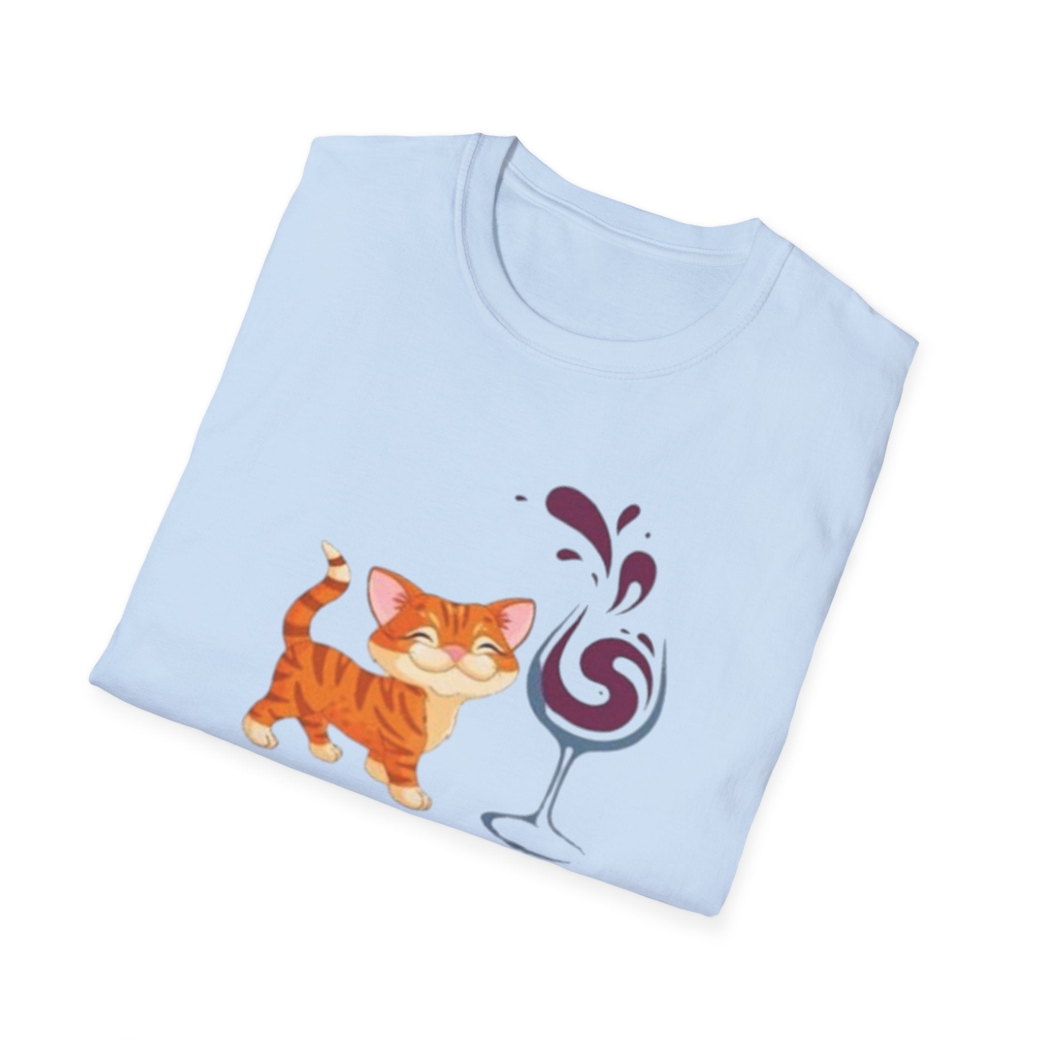 Cats & Wine T-Shirt — Cute Orange Cat with Wine Glass Graphic