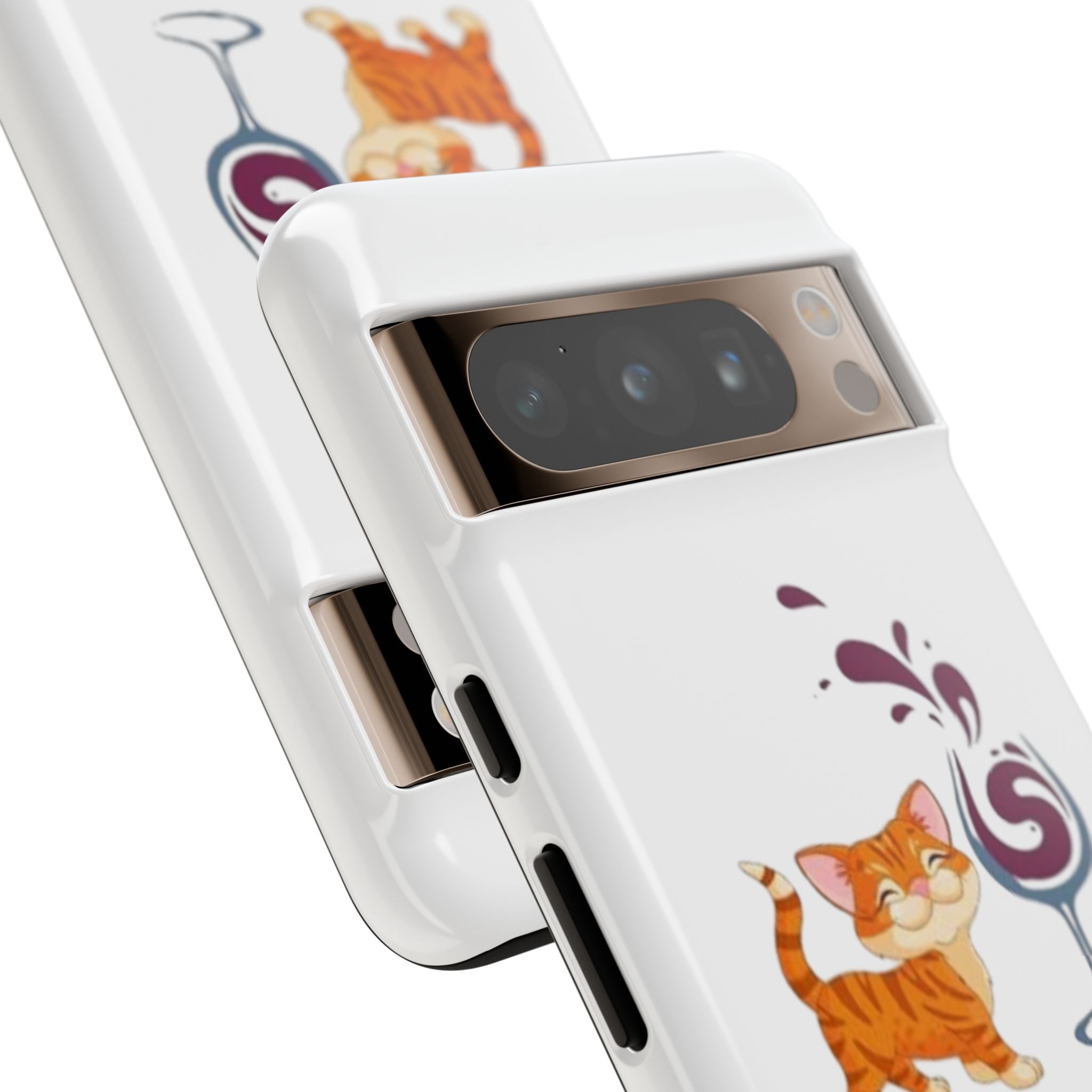 Cats & Wine Phone Case — Cute Orange Cat with Wine Glass Protective Case