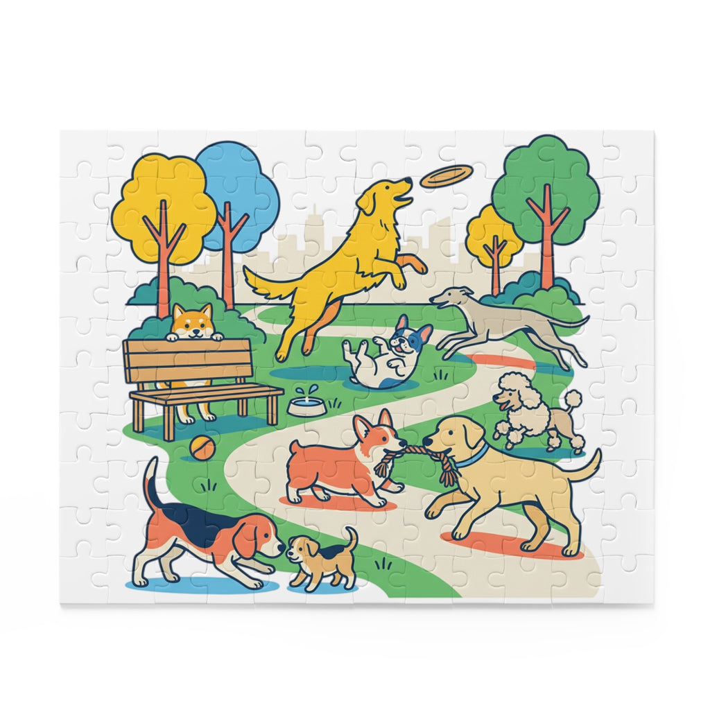 Dog Park Jigsaw Puzzle — Playful Dogs Scene (120/252 pcs)