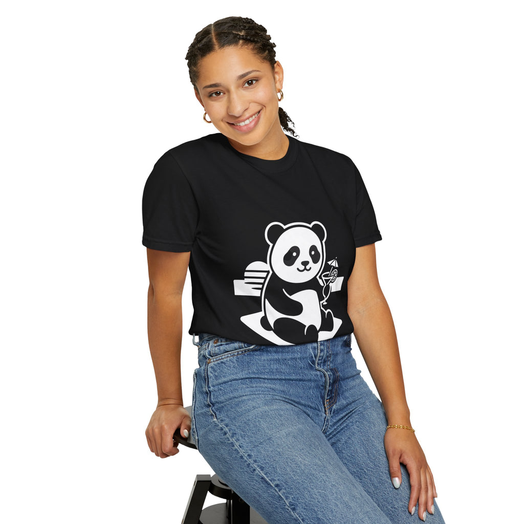 Panda Picnic T-Shirt — Cute Relaxing Panda Holding Drink Graphic Tee