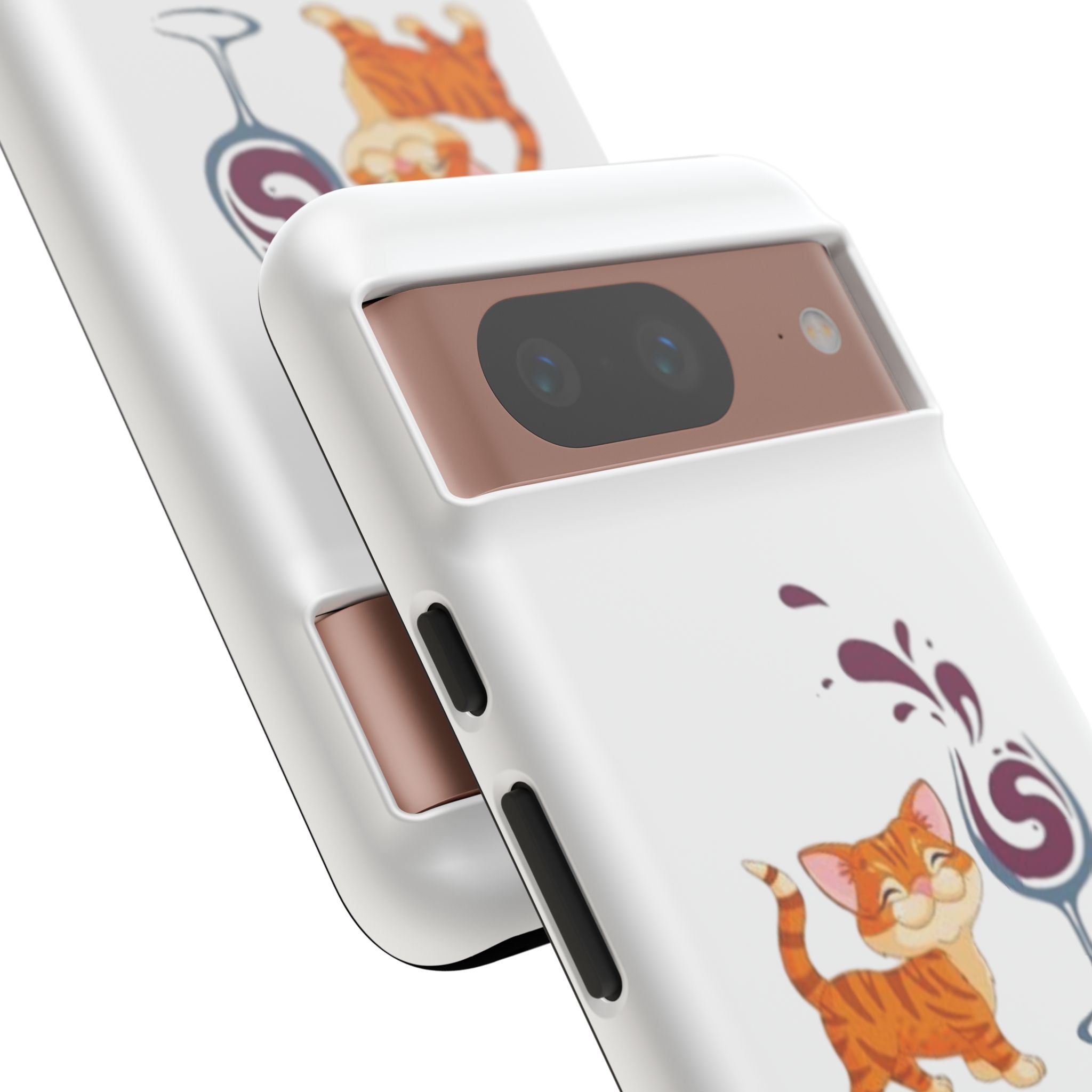 Cats & Wine Phone Case — Cute Orange Cat with Wine Glass Protective Case