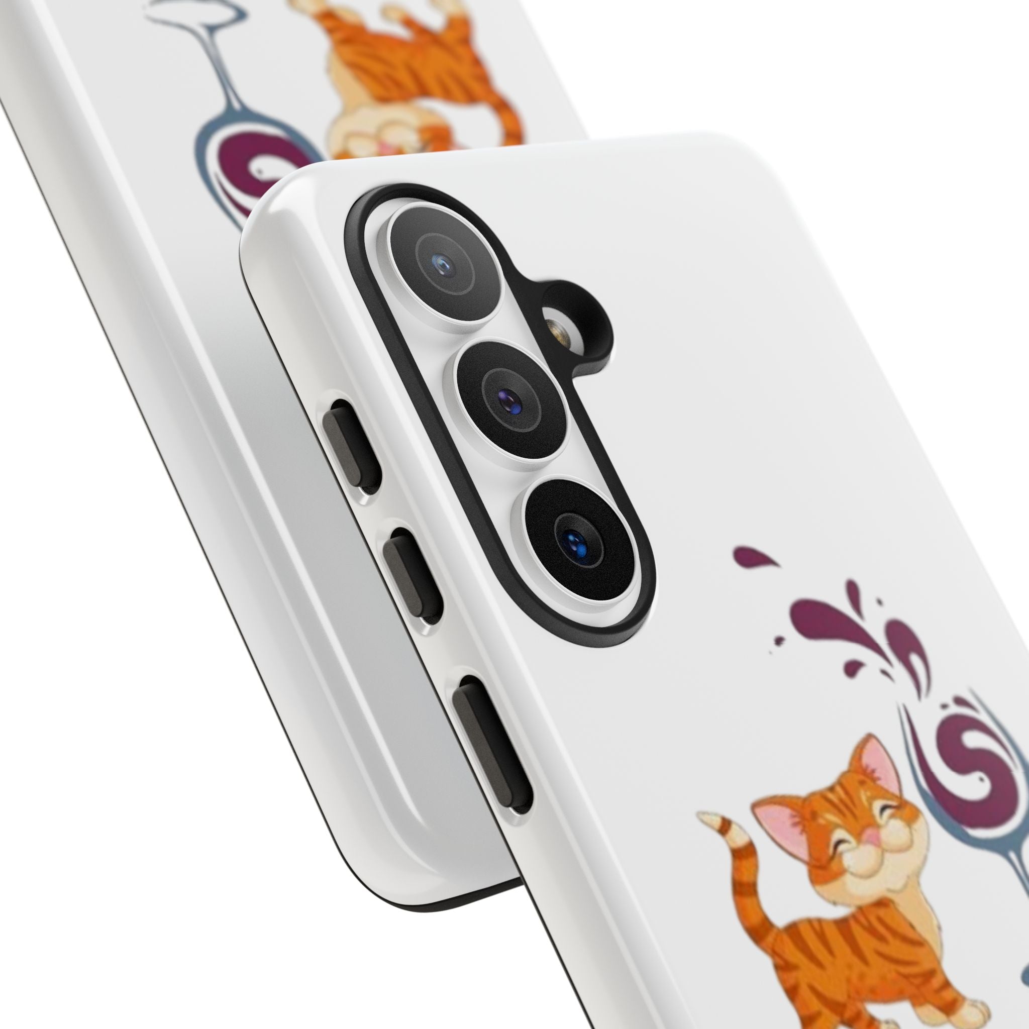Cats & Wine Phone Case — Cute Orange Cat with Wine Glass Protective Case