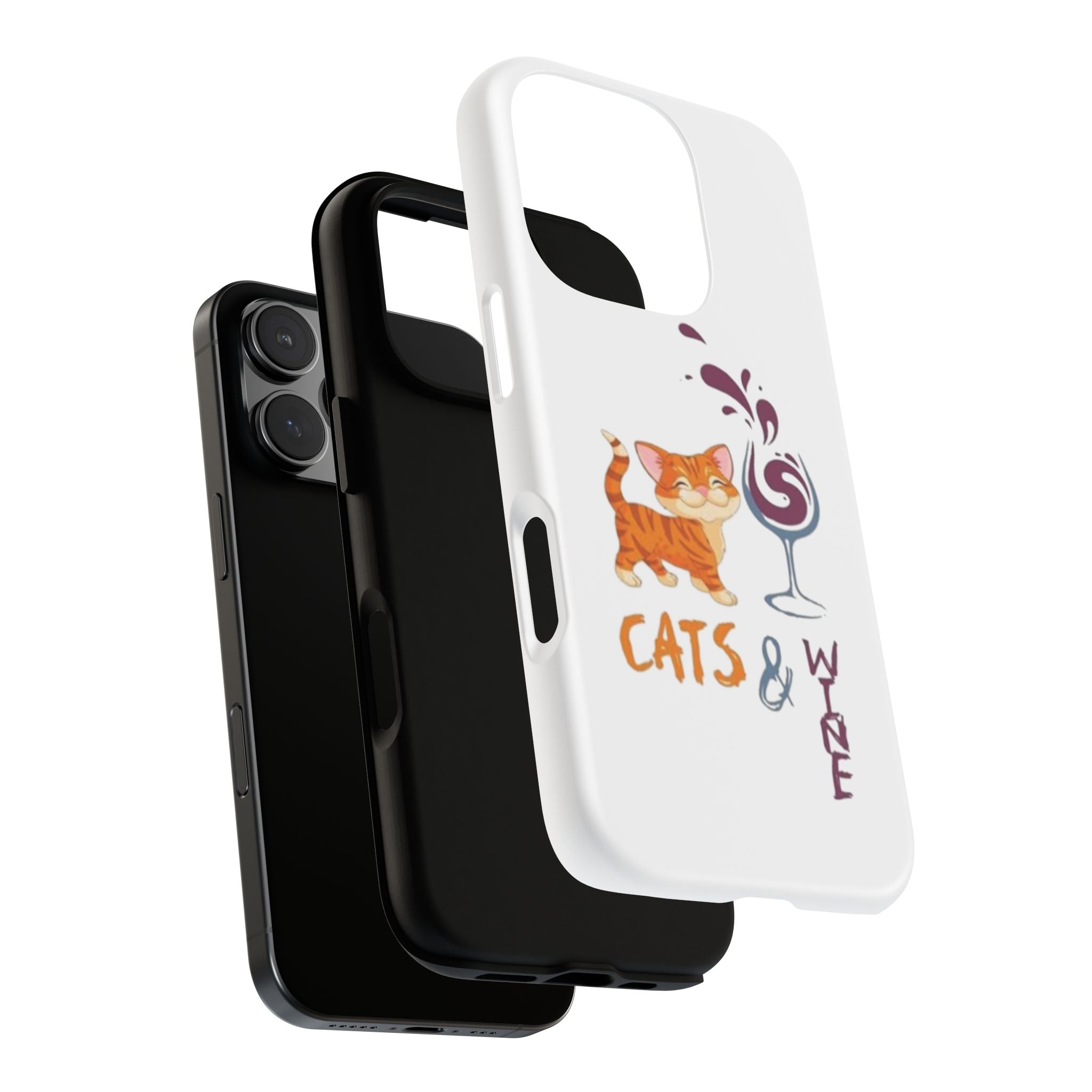 Cats & Wine Phone Case — Cute Orange Cat with Wine Glass Protective Case