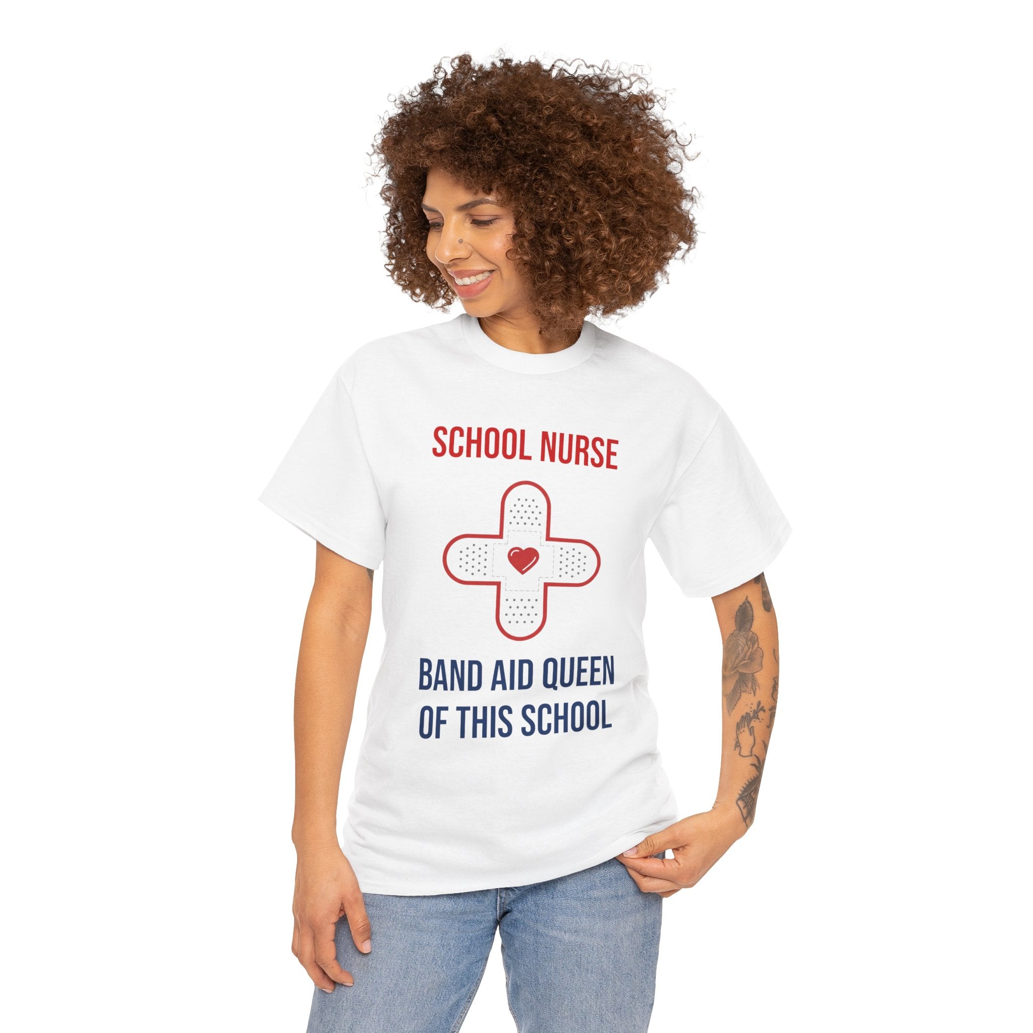School Nurse T-Shirt – “Band Aid Queen of This School” Cotton Tee