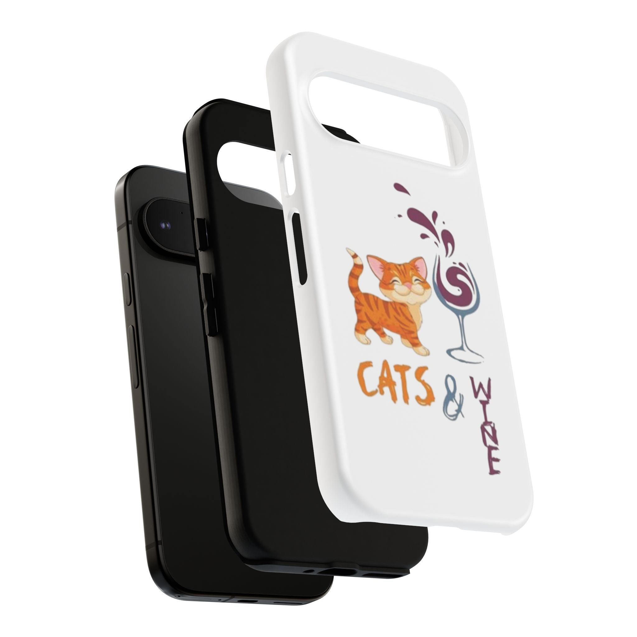 Cats & Wine Phone Case — Cute Orange Cat with Wine Glass Protective Case