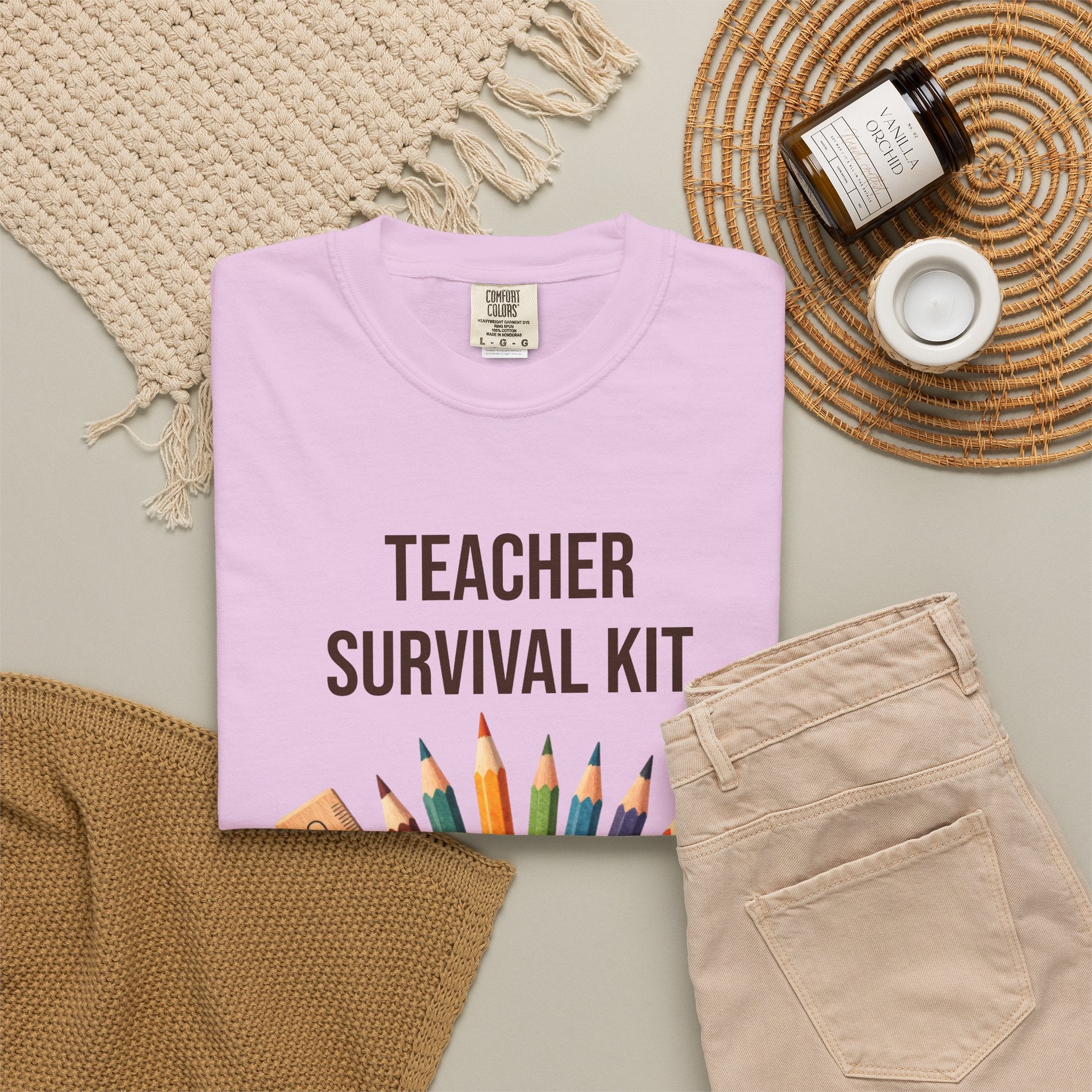 Teacher Survival Kit T-Shirt — Cute Pencil & Mug Graphic Tee for Teachers, Back-to-School Gift