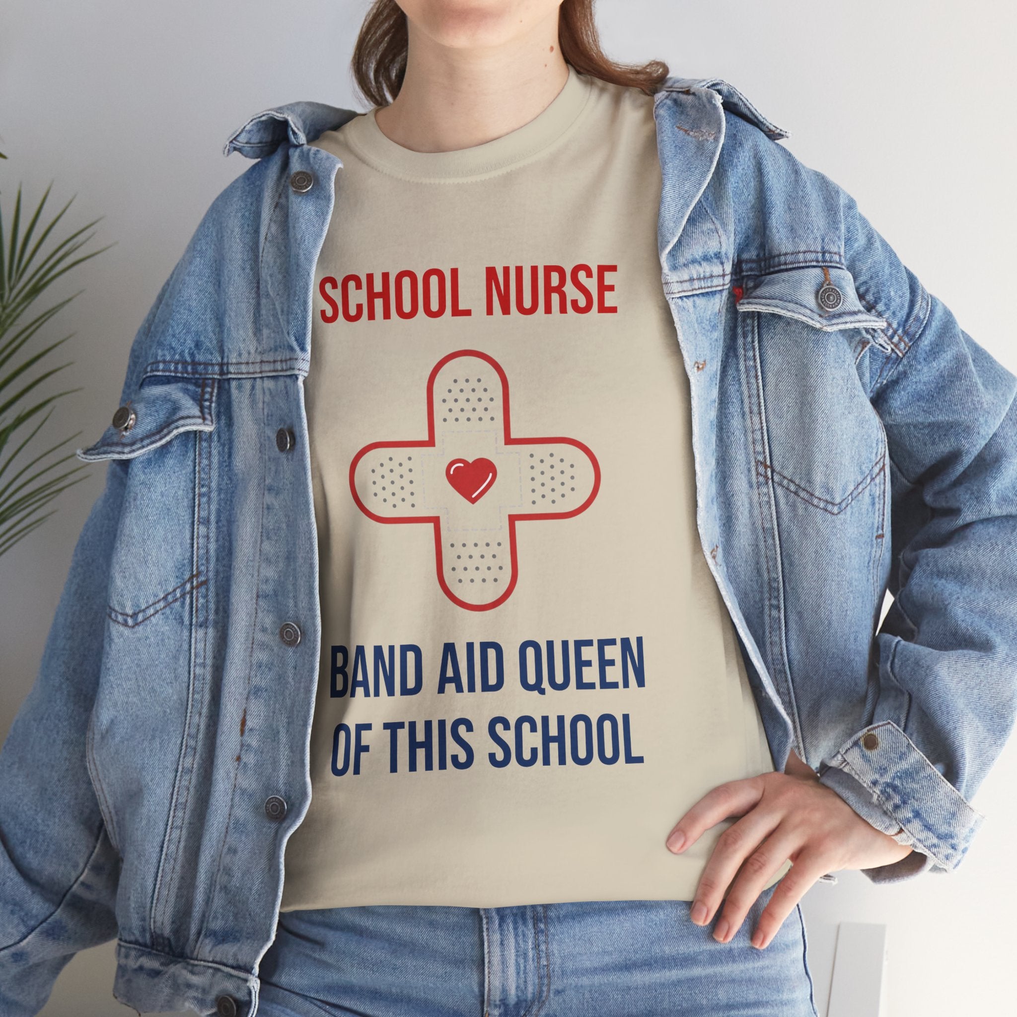 School Nurse T-Shirt – “Band Aid Queen of This School” Cotton Tee