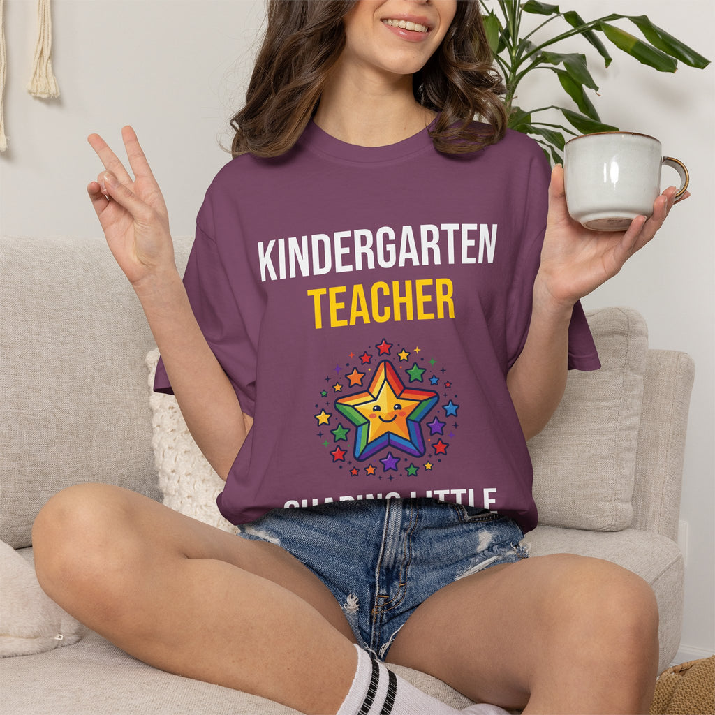 Kindergarten Teacher T-Shirt - "Shaping Little Minds Daily" Cute Star Design