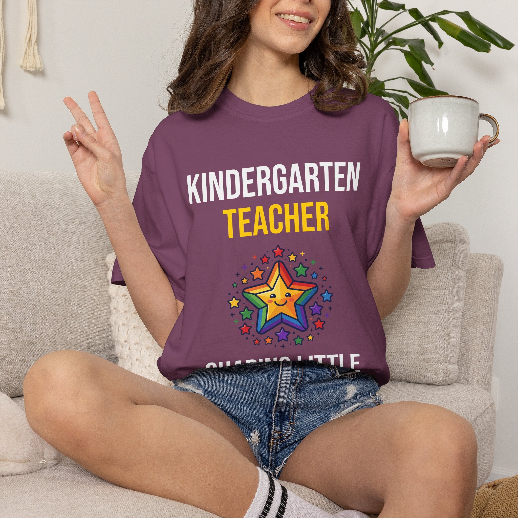 Kindergarten Teacher T-Shirt - "Shaping Little Minds Daily" Cute Star Design