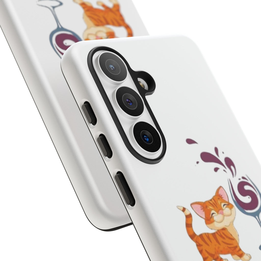 Cats & Wine Phone Case — Cute Orange Cat with Wine Glass Protective Case