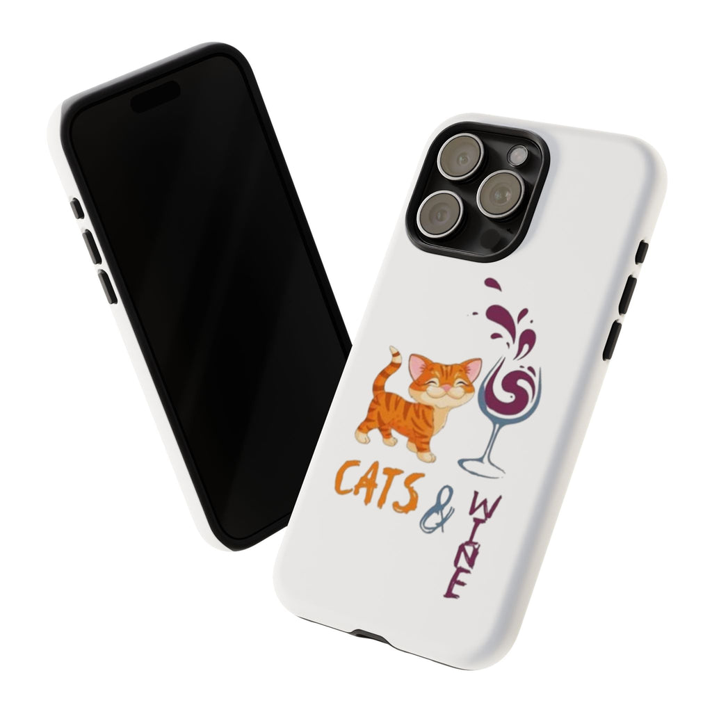Cats & Wine Phone Case — Cute Orange Cat with Wine Glass Protective Case