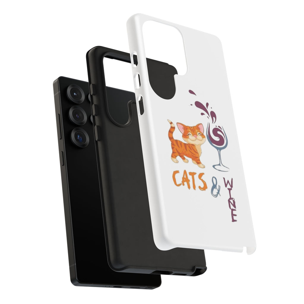 Cats & Wine Phone Case — Cute Orange Cat with Wine Glass Protective Case