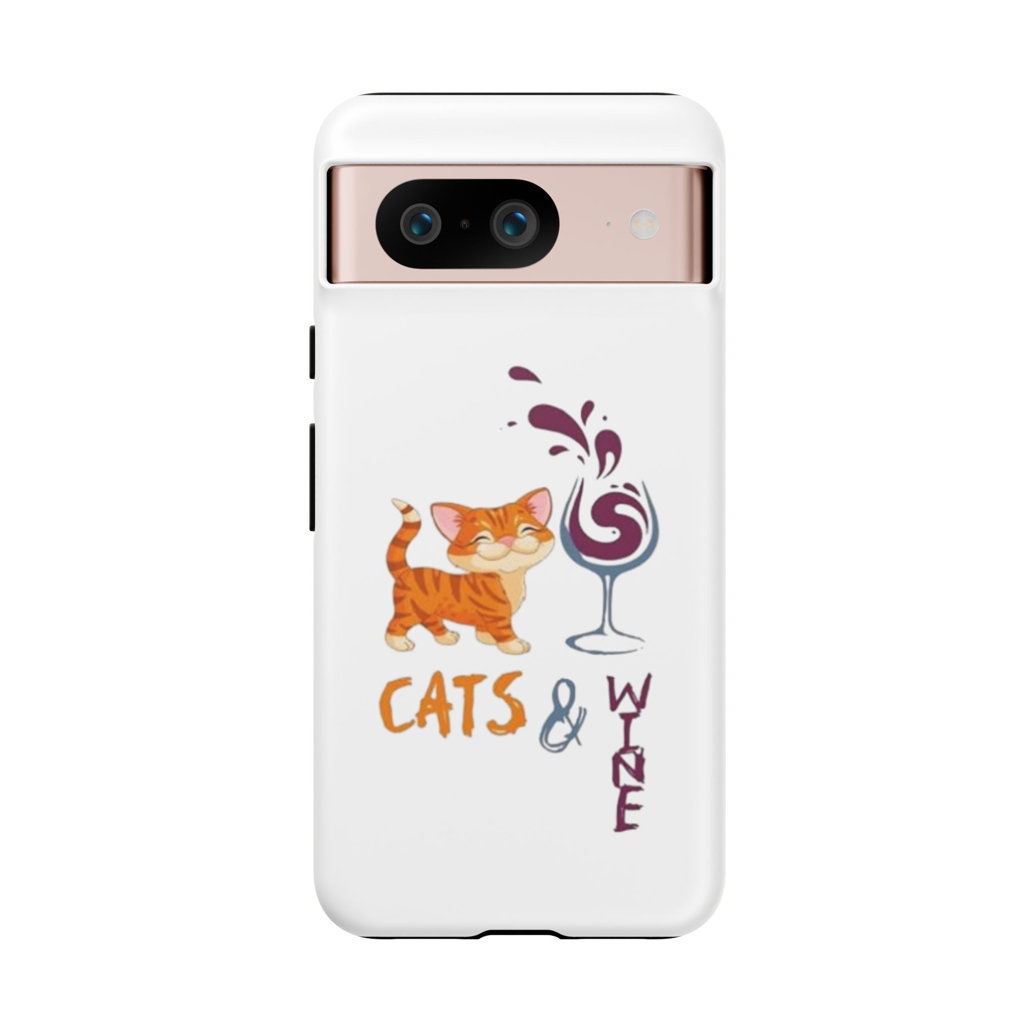 Cats & Wine Phone Case — Cute Orange Cat with Wine Glass Protective Case