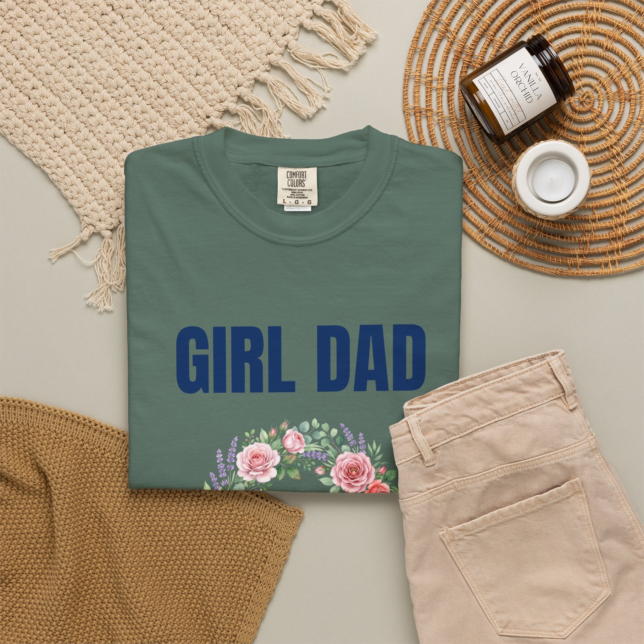 Girl Dad Floral Wreath T-Shirt — Proud Girl Dad Father's Day Gift Tee