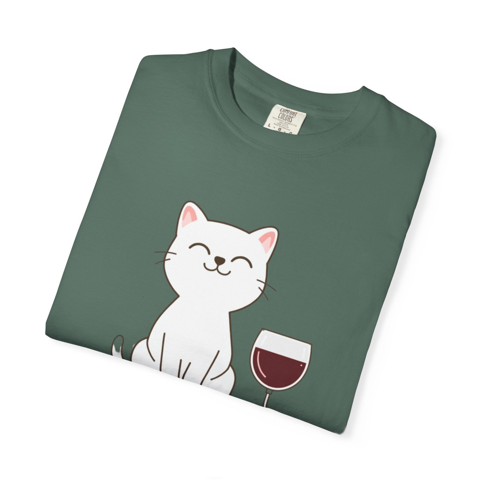 Mama Cat T-Shirt — Cute Cat & Wine Graphic Tee for Cat Moms