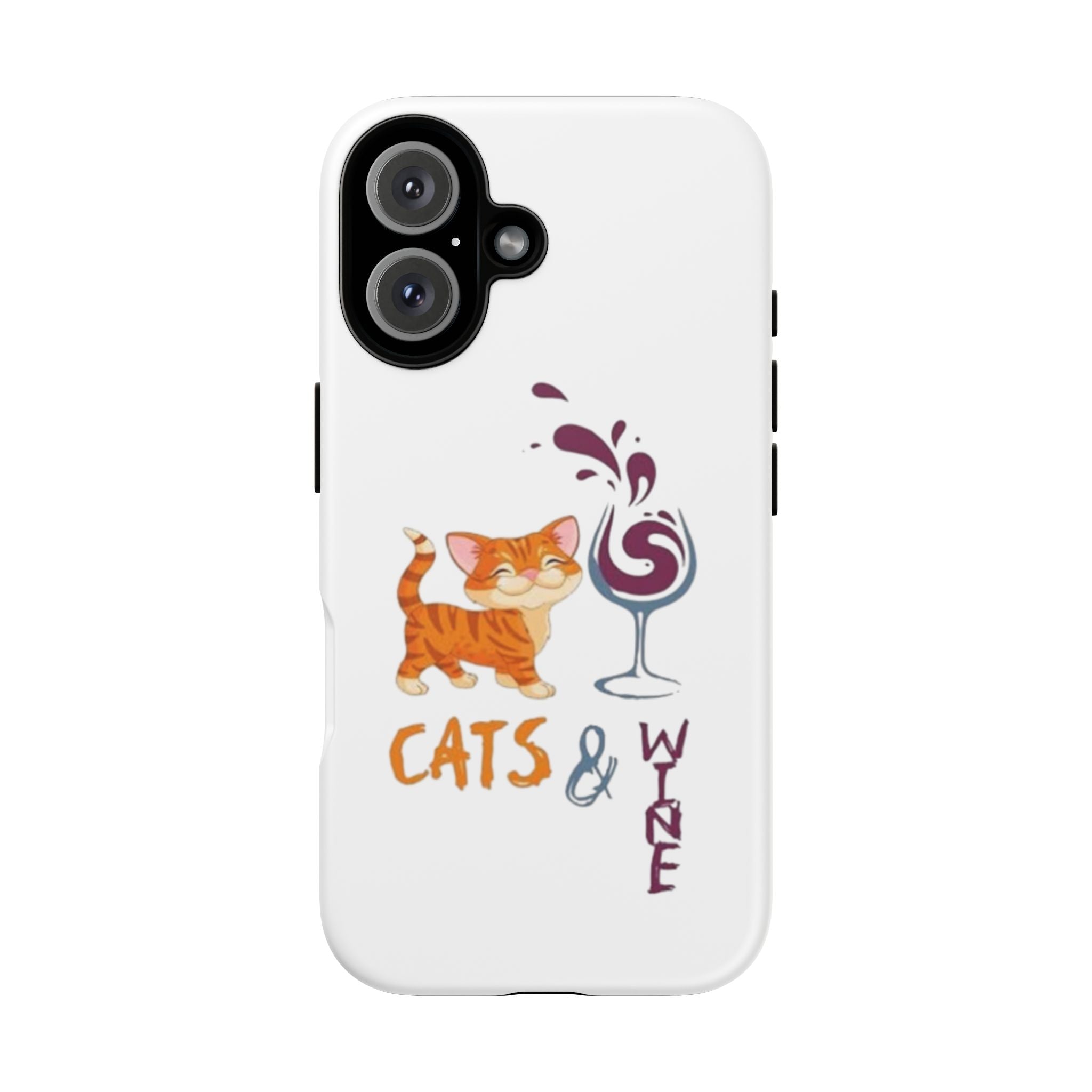 Cats & Wine Phone Case — Cute Orange Cat with Wine Glass Protective Case