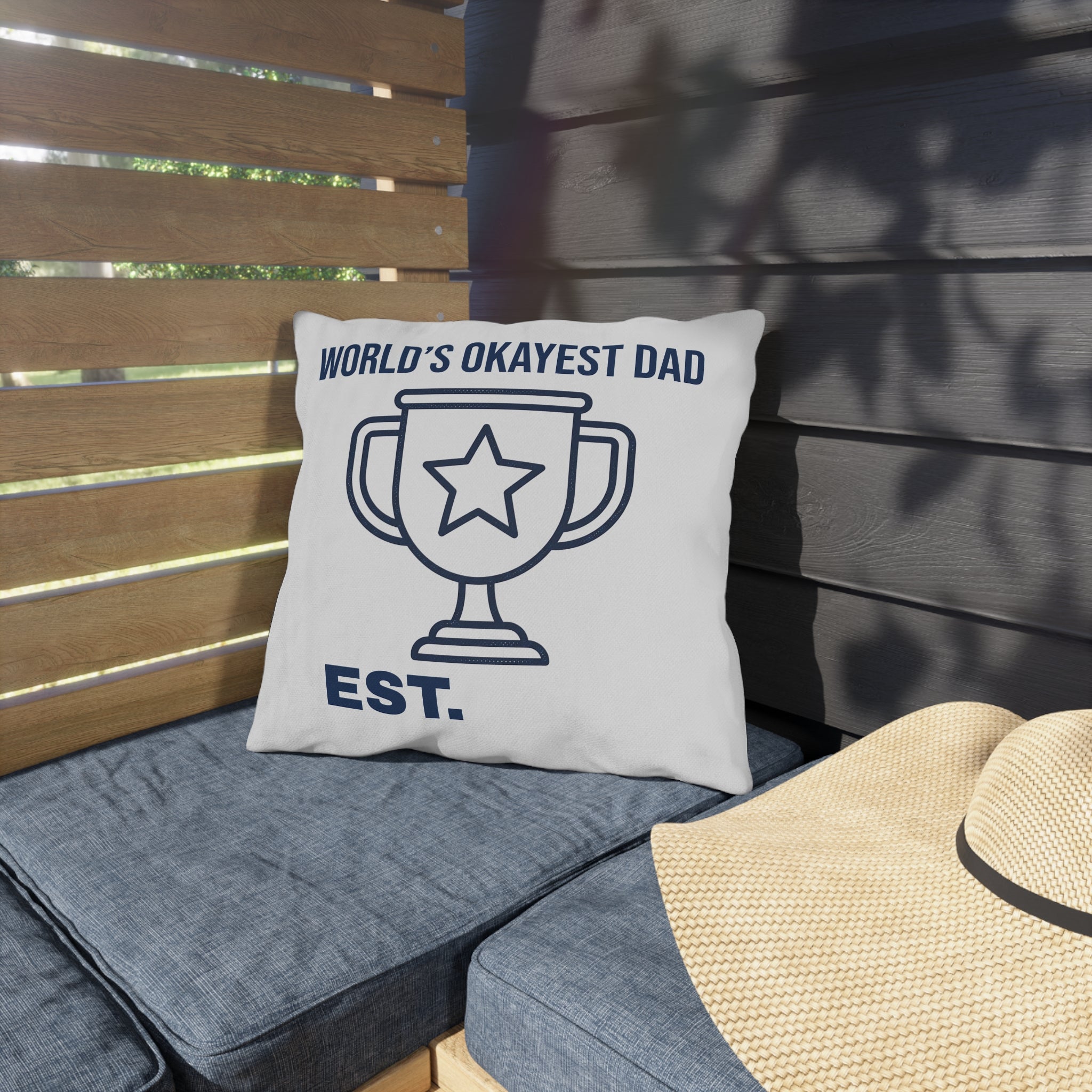 World's Okayest Dad Outdoor Pillow – Funny Father's Day Decorative Toss Cushion