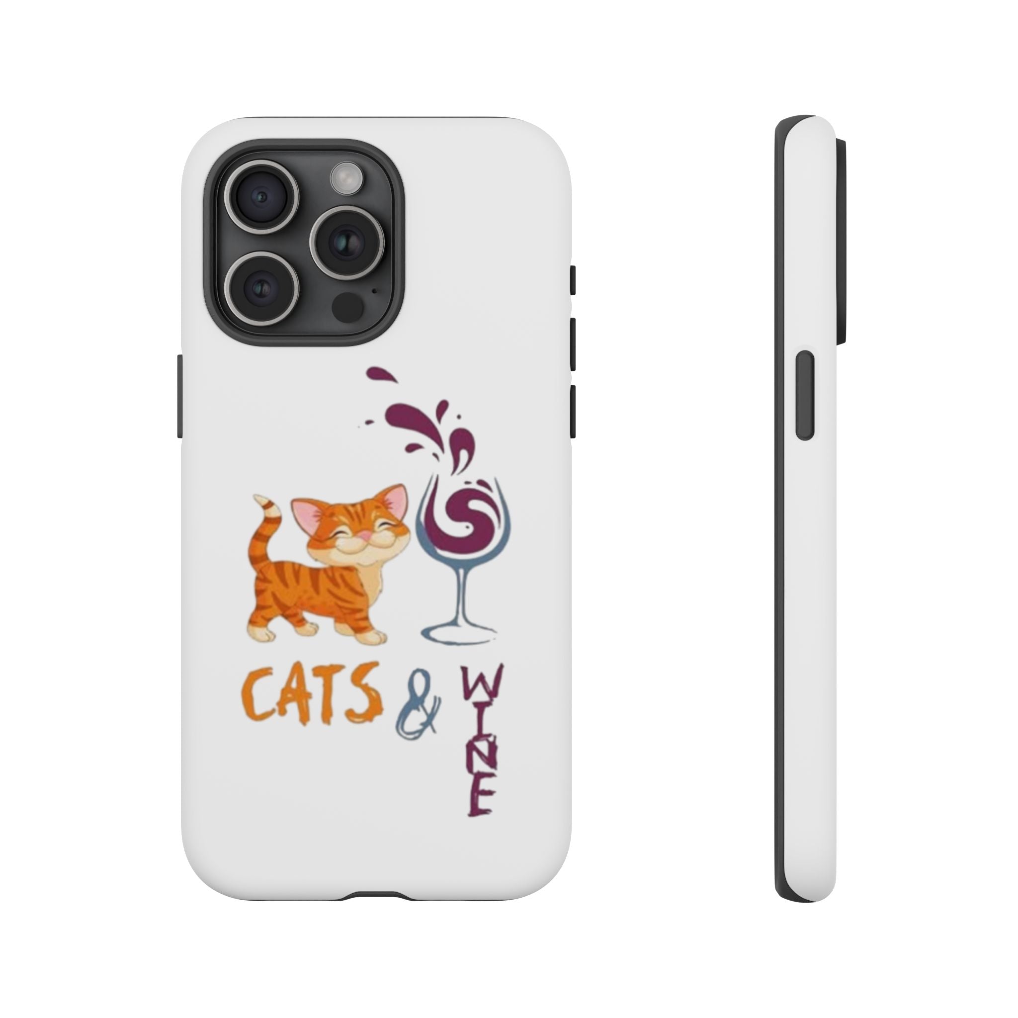 Cats & Wine Phone Case — Cute Orange Cat with Wine Glass Protective Case