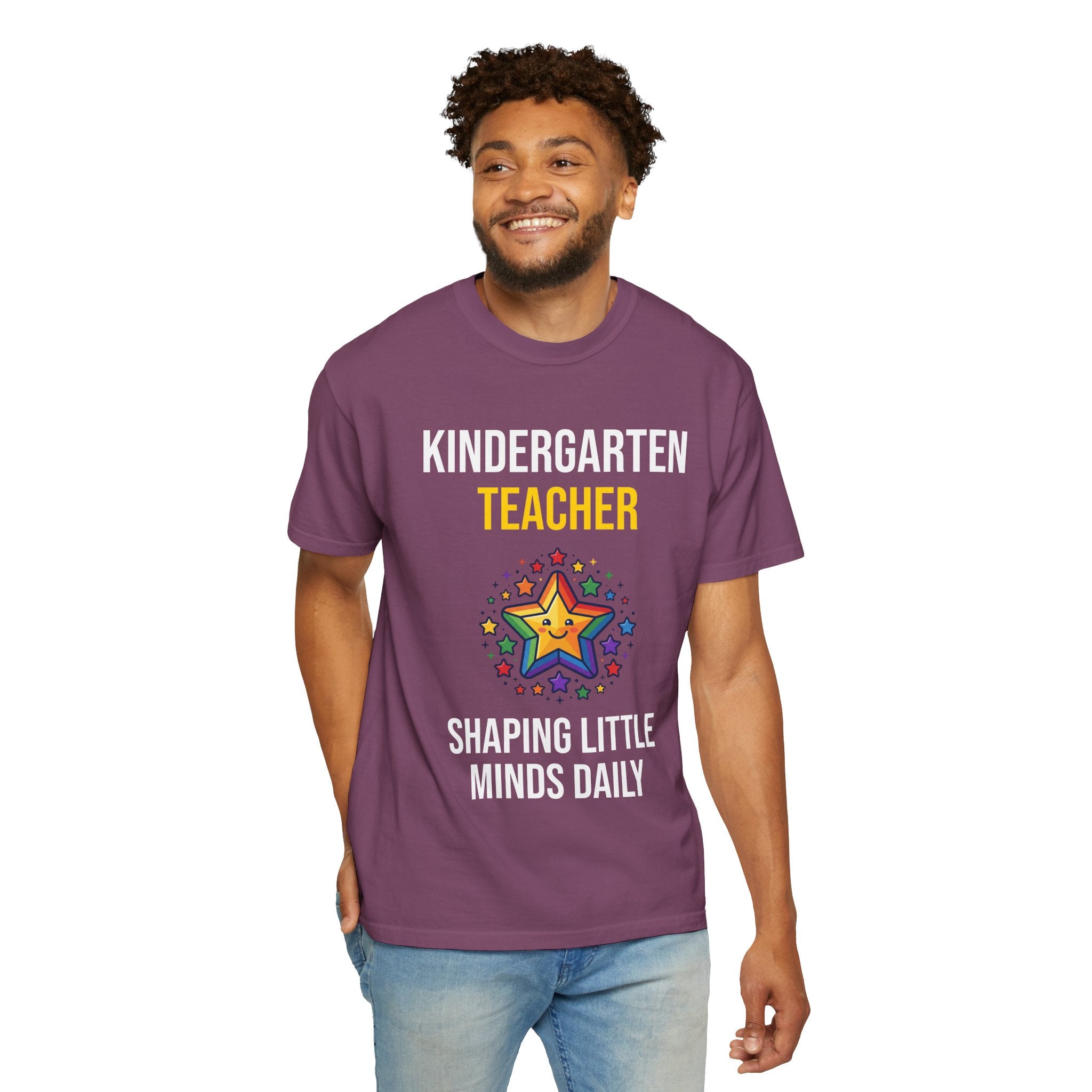 Kindergarten Teacher T-Shirt - "Shaping Little Minds Daily" Cute Star Design