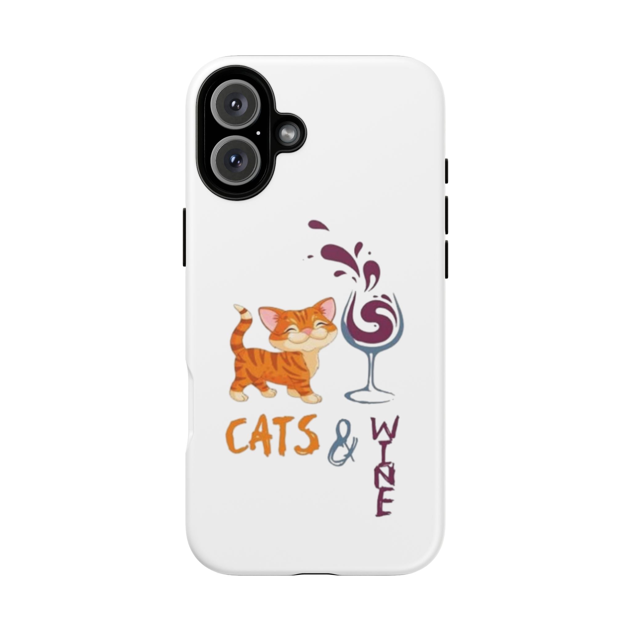 Cats & Wine Phone Case — Cute Orange Cat with Wine Glass Protective Case