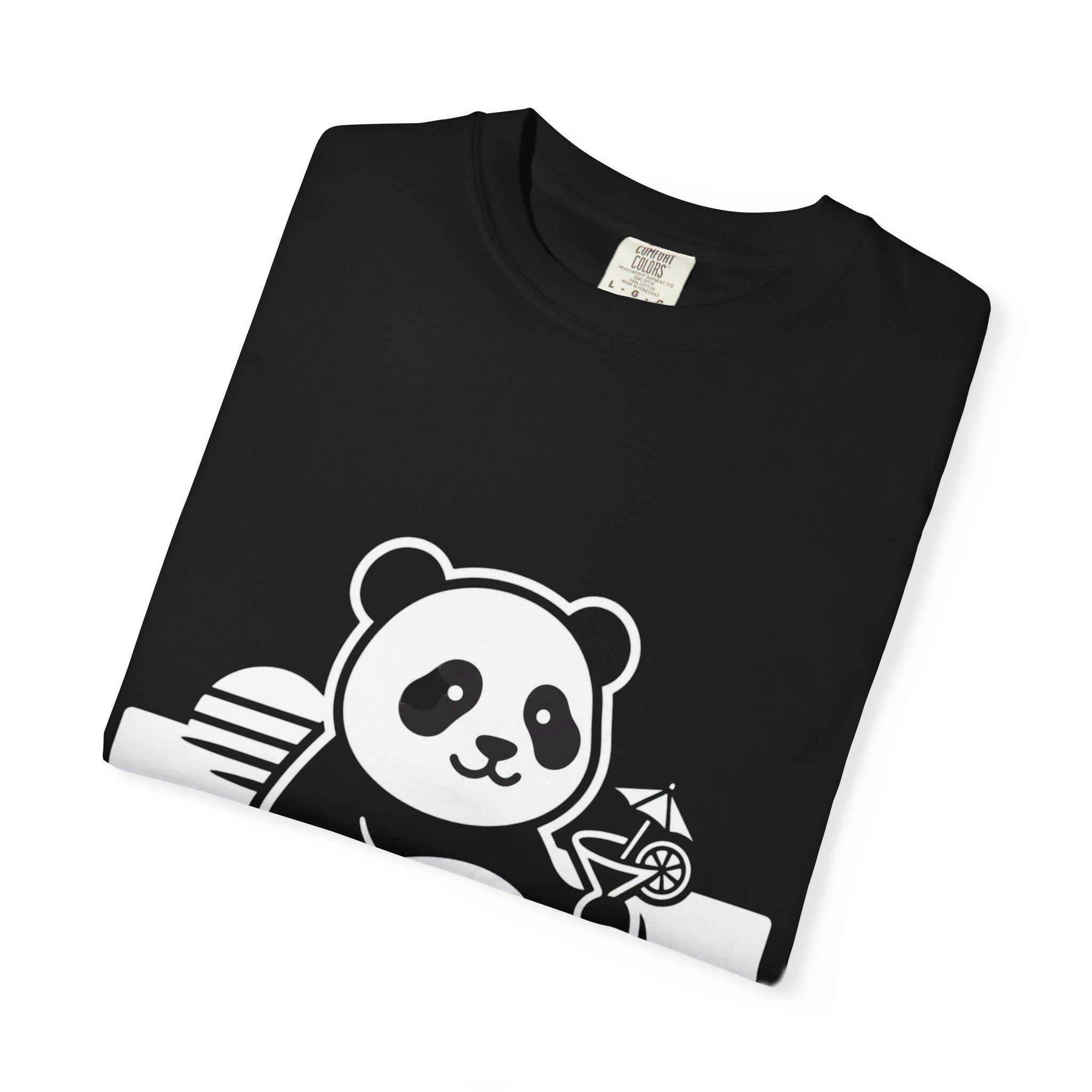 Panda Picnic T-Shirt — Cute Relaxing Panda Holding Drink Graphic Tee
