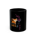 Cats & Wine Black Coffee Mug — Cute Cat Wine Lover Gift (11oz/15oz)