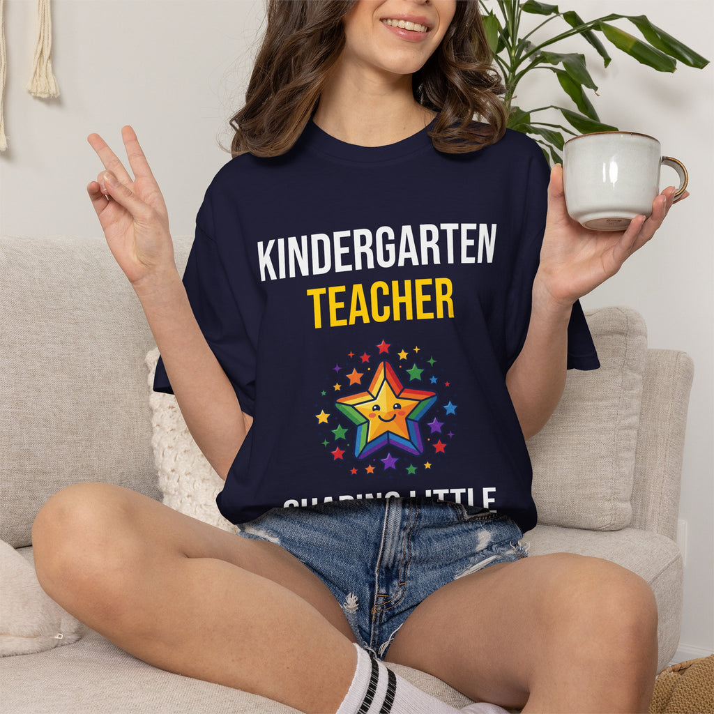 Kindergarten Teacher T-Shirt - "Shaping Little Minds Daily" Cute Star Design