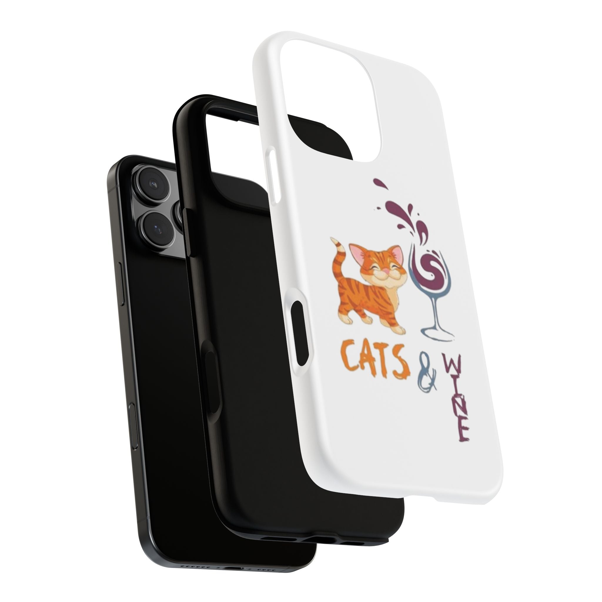 Cats & Wine Phone Case — Cute Orange Cat with Wine Glass Protective Case