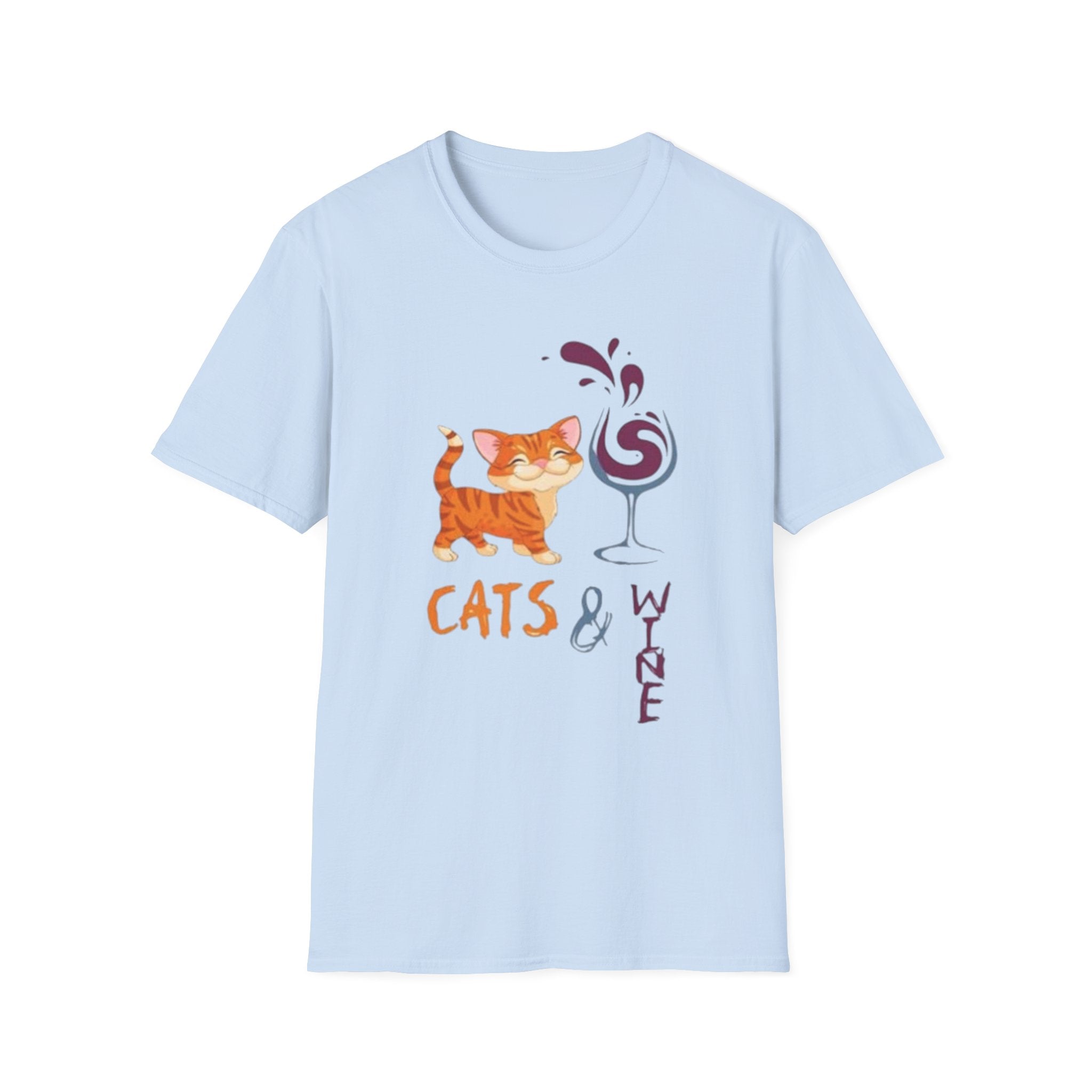Cats & Wine T-Shirt — Cute Orange Cat with Wine Glass Graphic