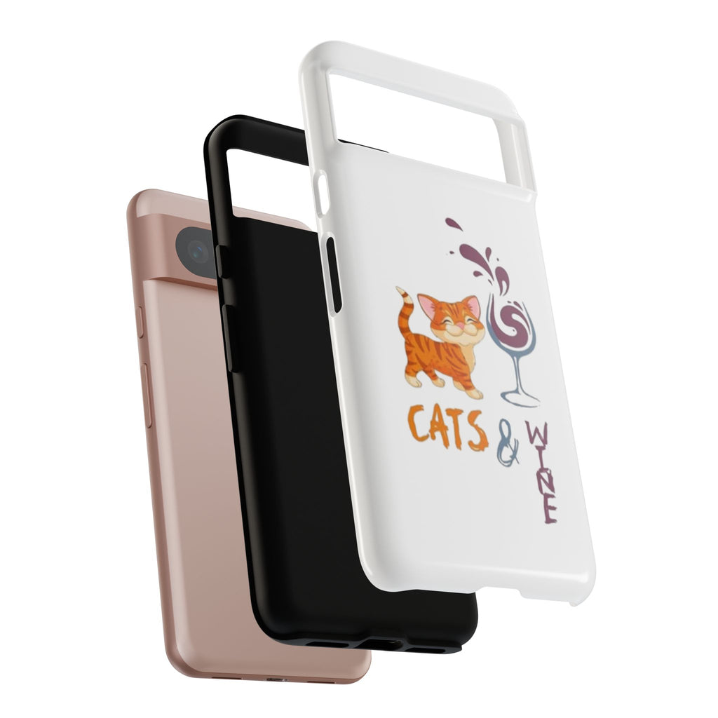 Cats & Wine Phone Case — Cute Orange Cat with Wine Glass Protective Case