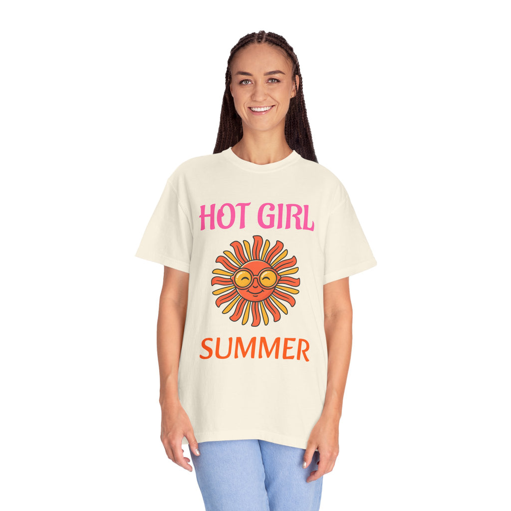 Hot Girl Summer T-Shirt — Retro Smiling Sun Graphic Tee