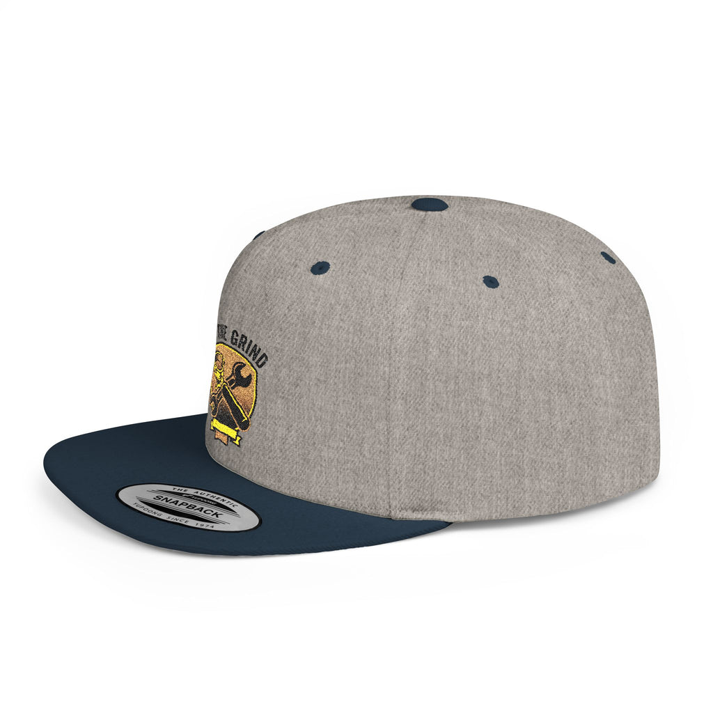 Snapback Hat — "On The Grind" Vintage Tool Crest Flat Bill Cap