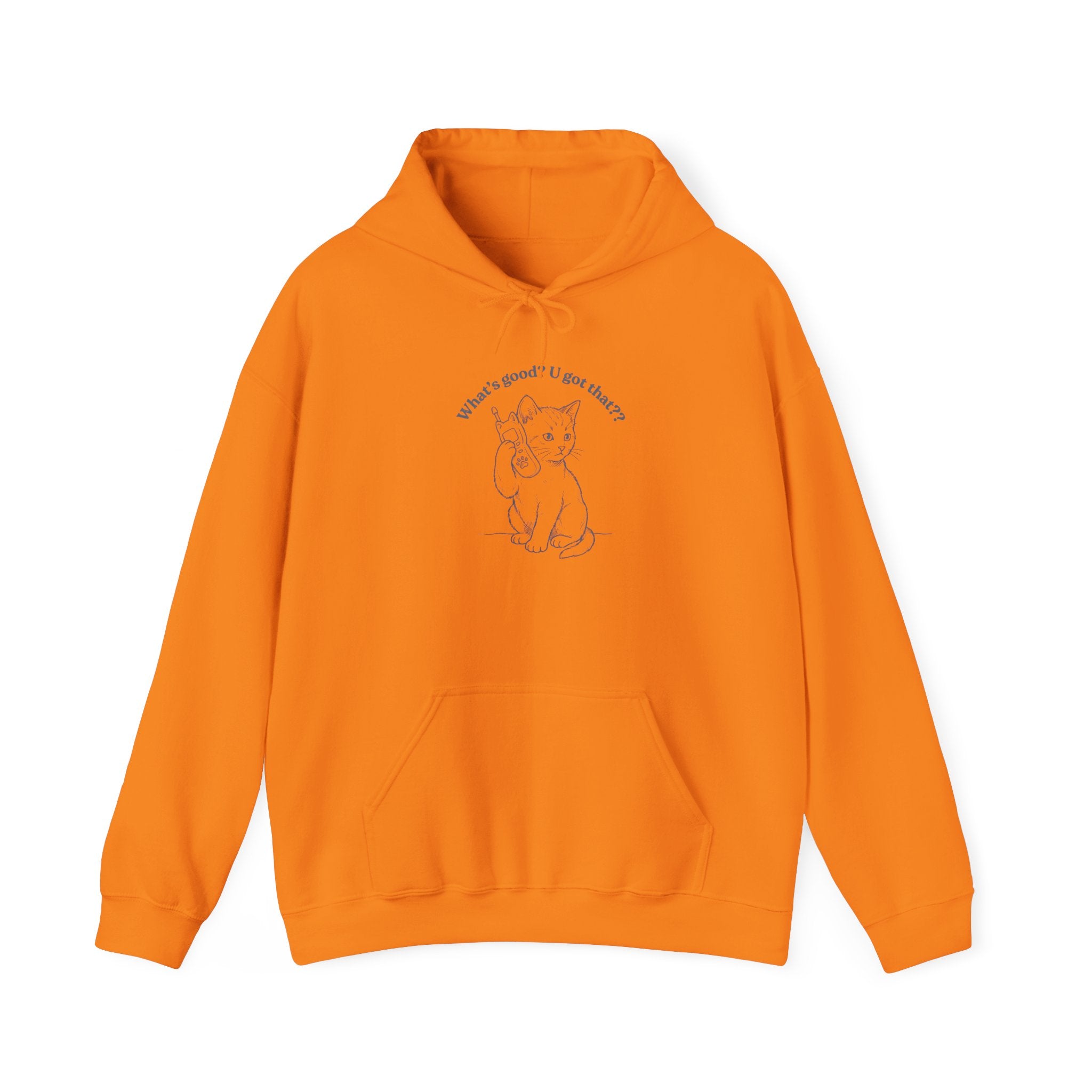Fun Cat on Phone Hoodie — "What’s good? You got that??"
