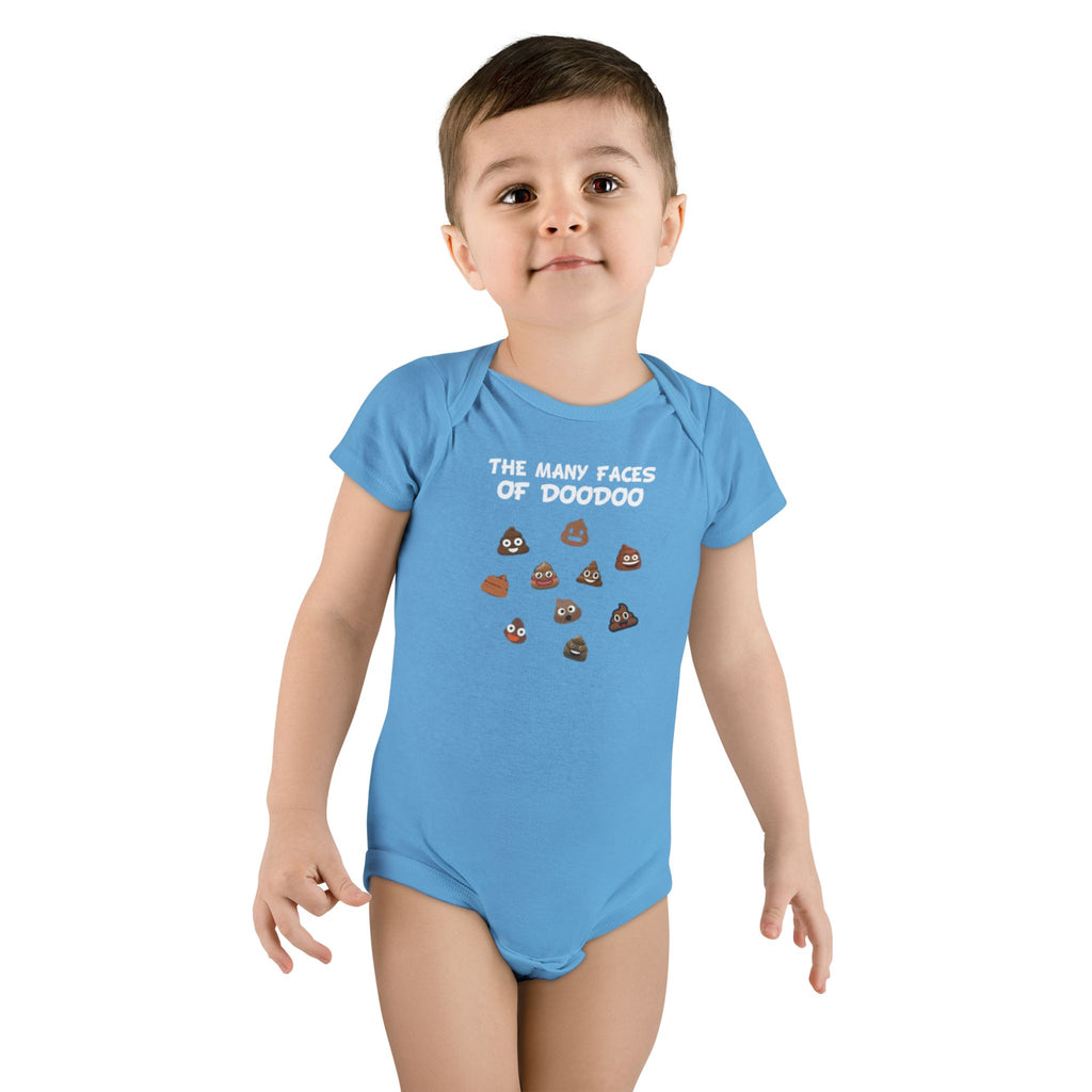 Happy Poop Emoji Baby Onesie® — Cute Doodoo Faces Short Sleeve