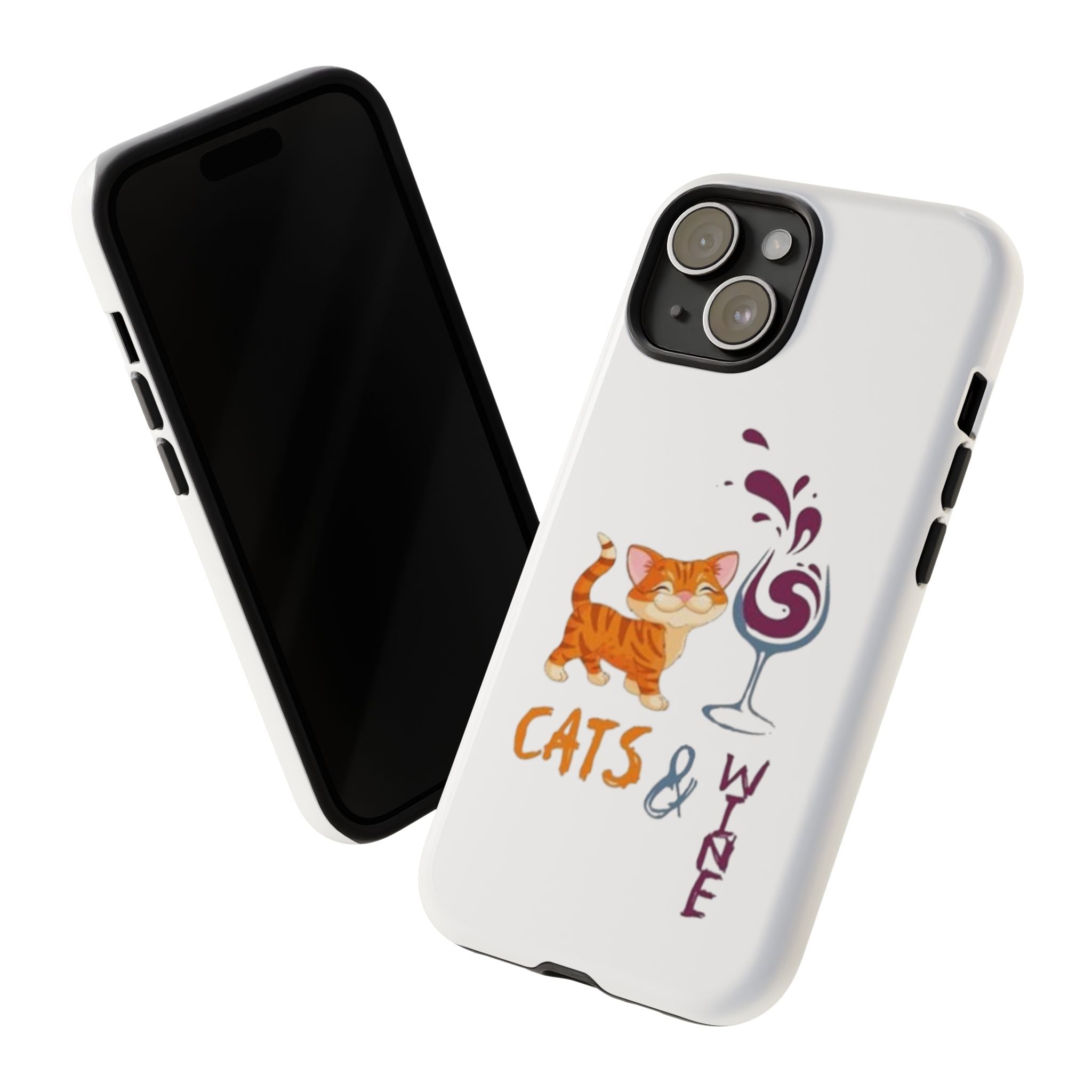 Cats & Wine Phone Case — Cute Orange Cat with Wine Glass Protective Case