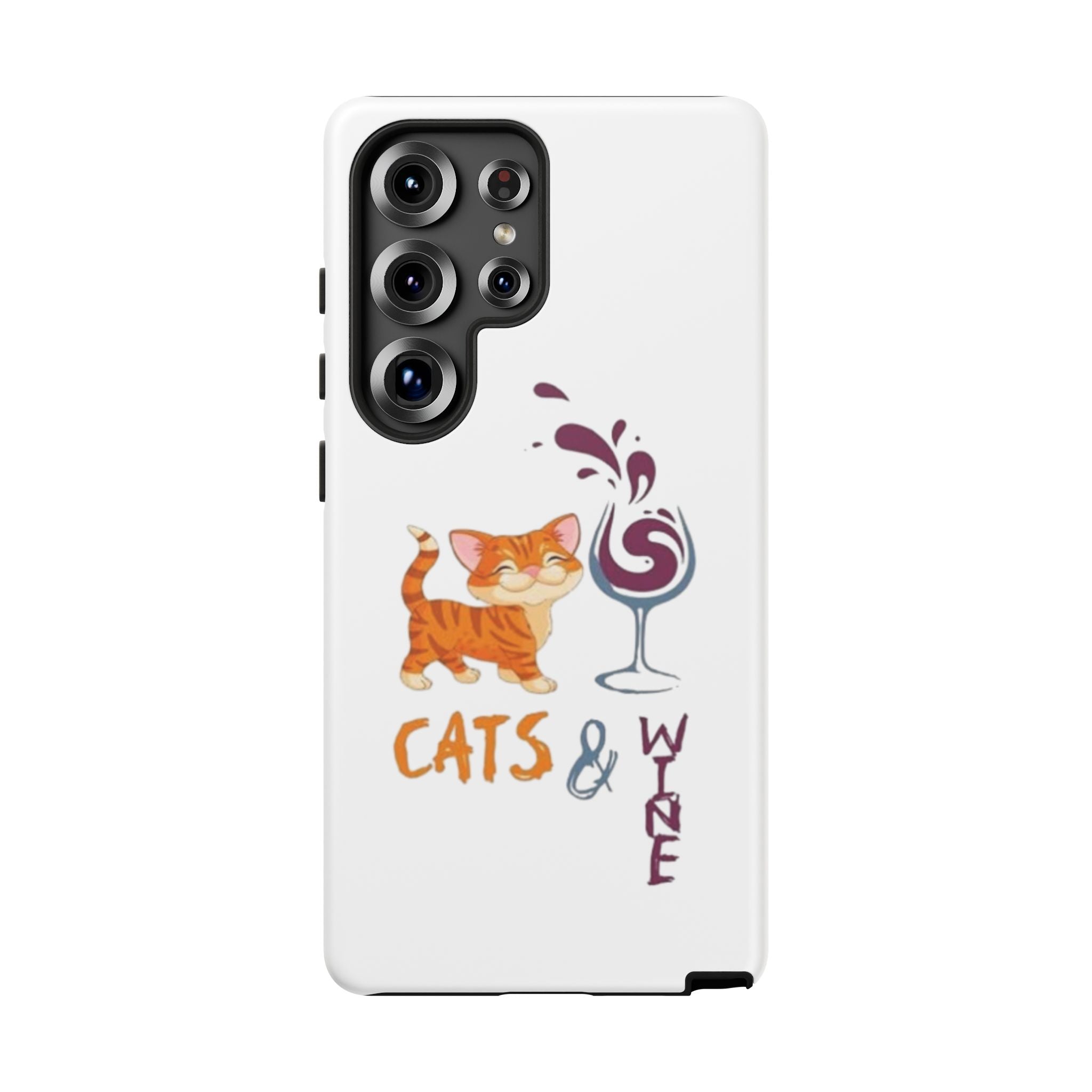 Cats & Wine Phone Case — Cute Orange Cat with Wine Glass Protective Case