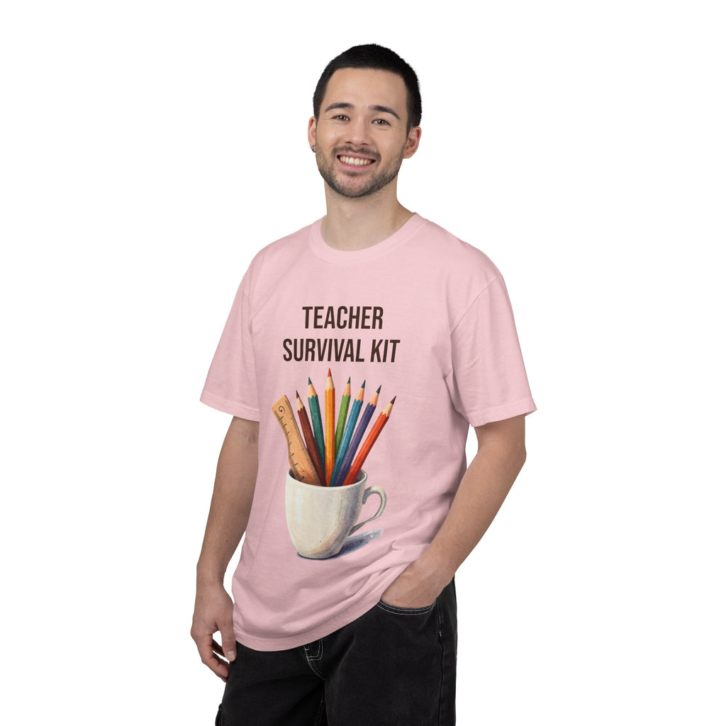 Teacher Survival Kit T-Shirt — Cute Pencil & Mug Graphic Tee for Teachers, Back-to-School Gift