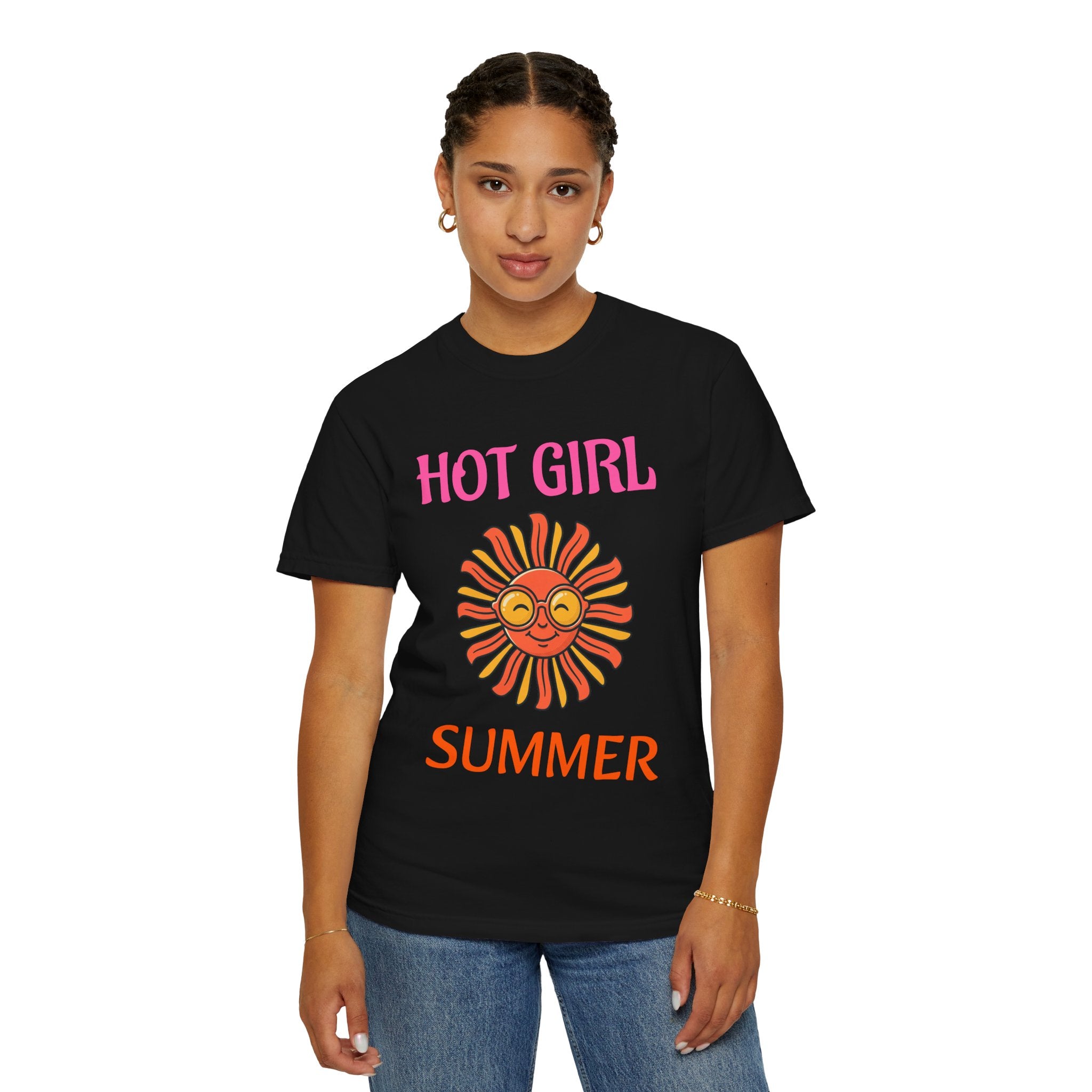 Hot Girl Summer T-Shirt — Retro Smiling Sun Graphic Tee