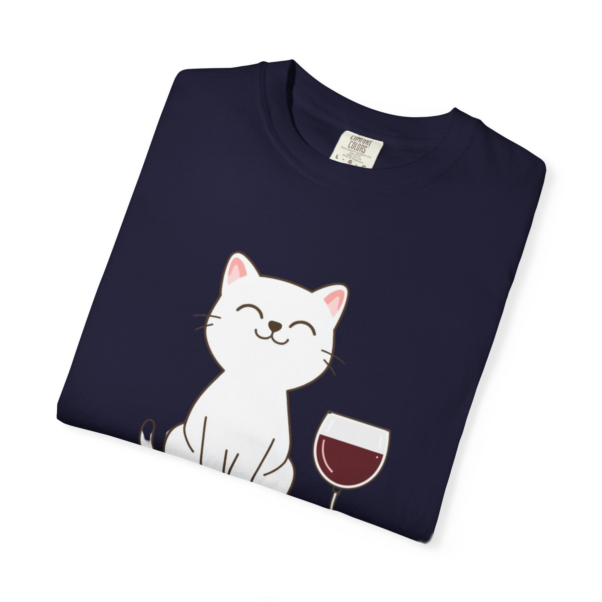 Mama Cat T-Shirt — Cute Cat & Wine Graphic Tee for Cat Moms