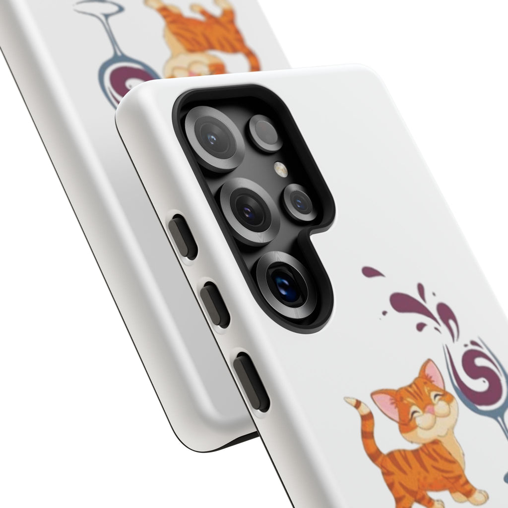 Cats & Wine Phone Case — Cute Orange Cat with Wine Glass Protective Case