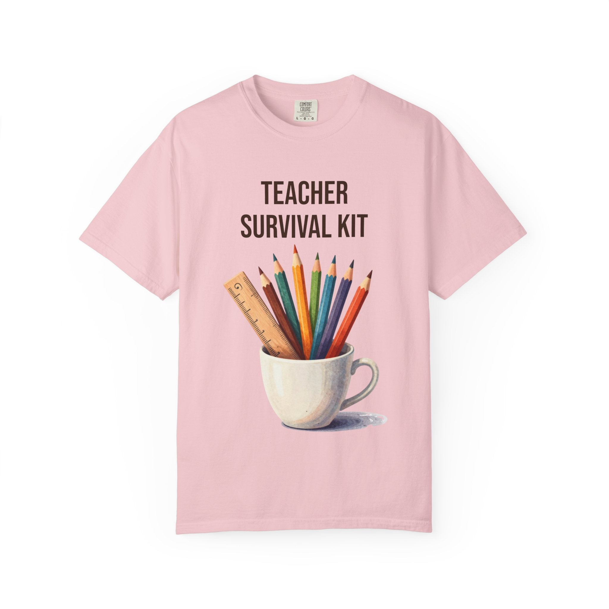 Teacher Survival Kit T-Shirt — Cute Pencil & Mug Graphic Tee for Teachers, Back-to-School Gift