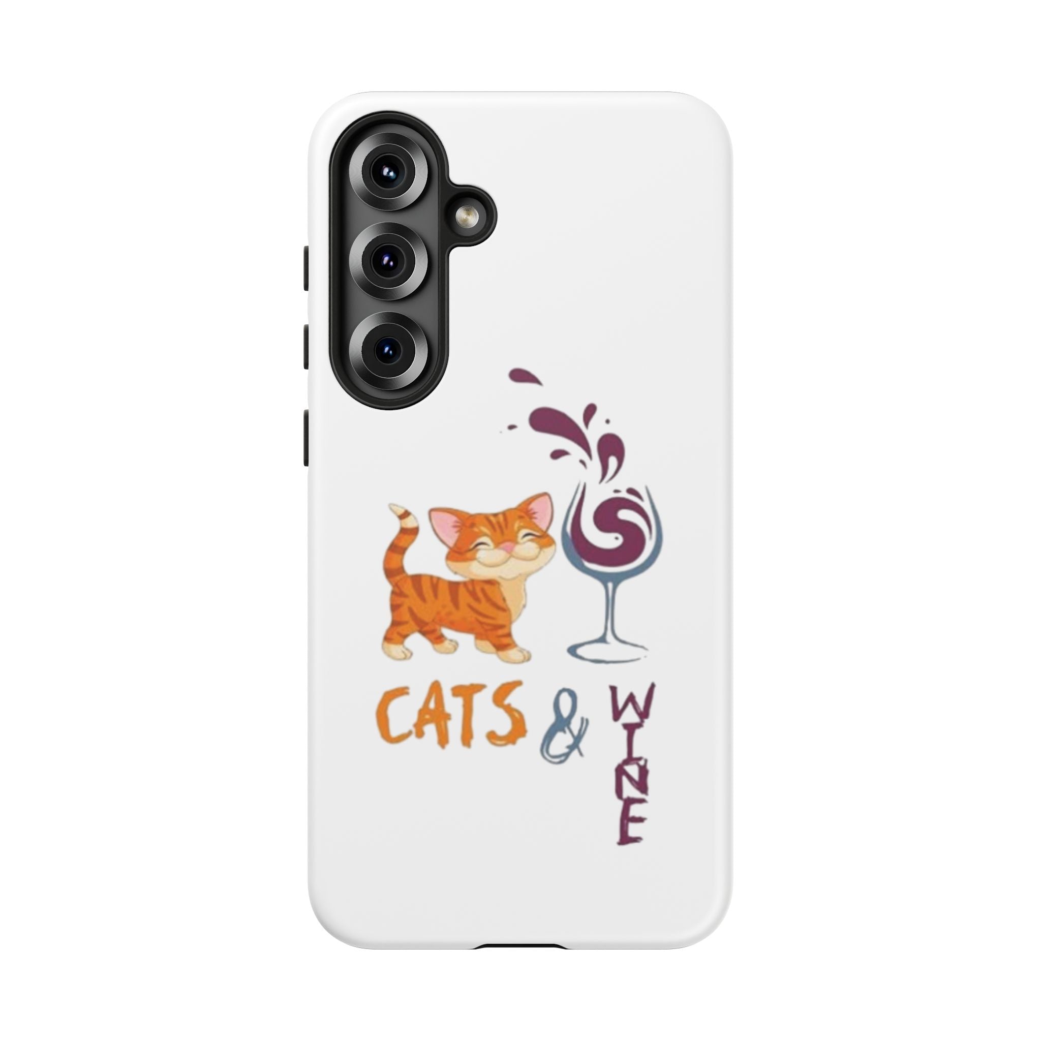 Cats & Wine Phone Case — Cute Orange Cat with Wine Glass Protective Case