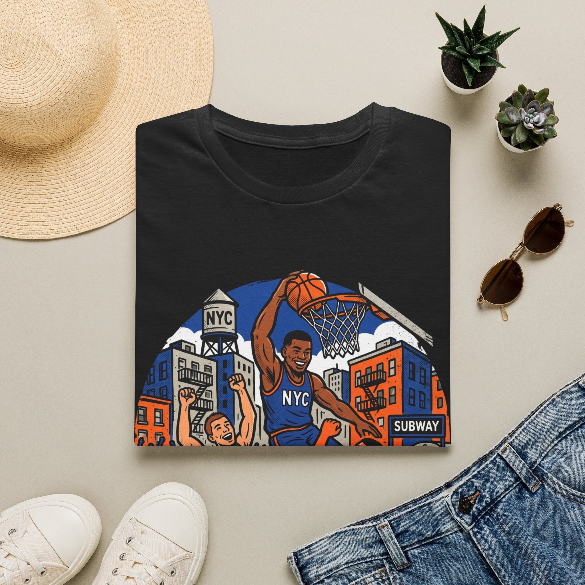 New York Hoops Run Cartoon Tee