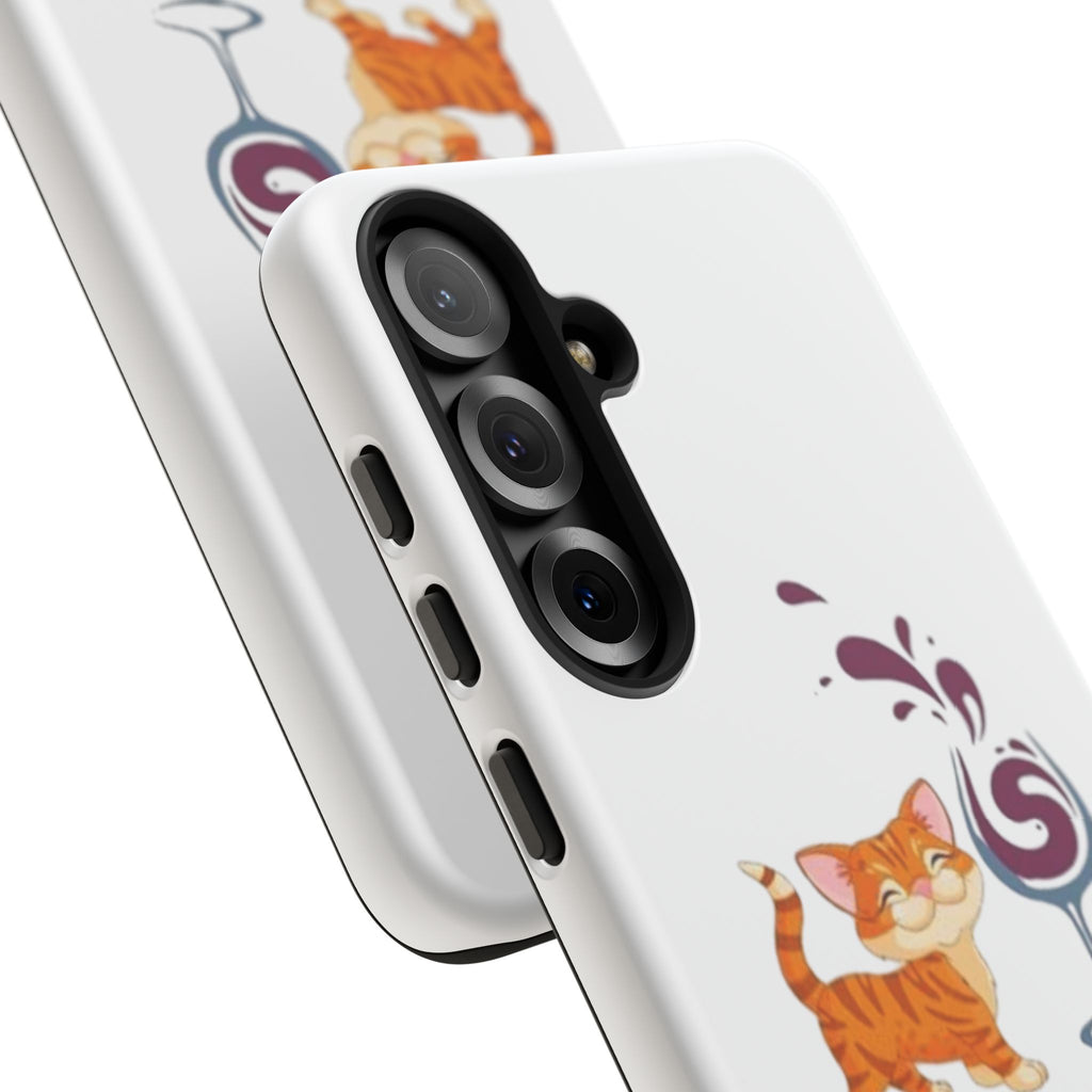 Cats & Wine Phone Case — Cute Orange Cat with Wine Glass Protective Case