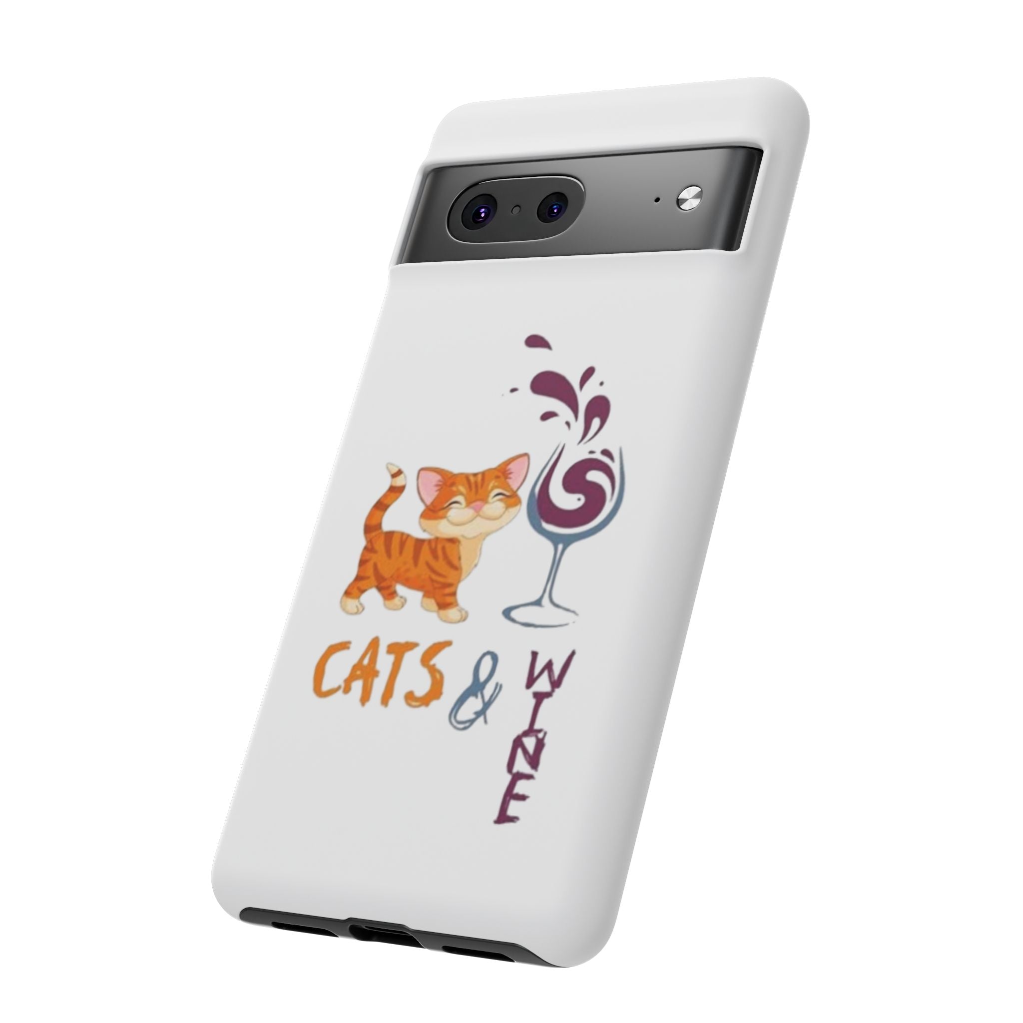 Cats & Wine Phone Case — Cute Orange Cat with Wine Glass Protective Case