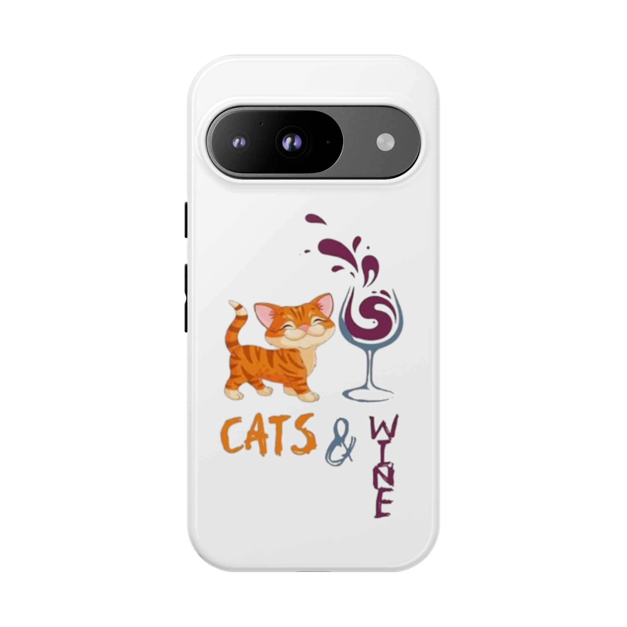 Cats & Wine Phone Case — Cute Orange Cat with Wine Glass Protective Case
