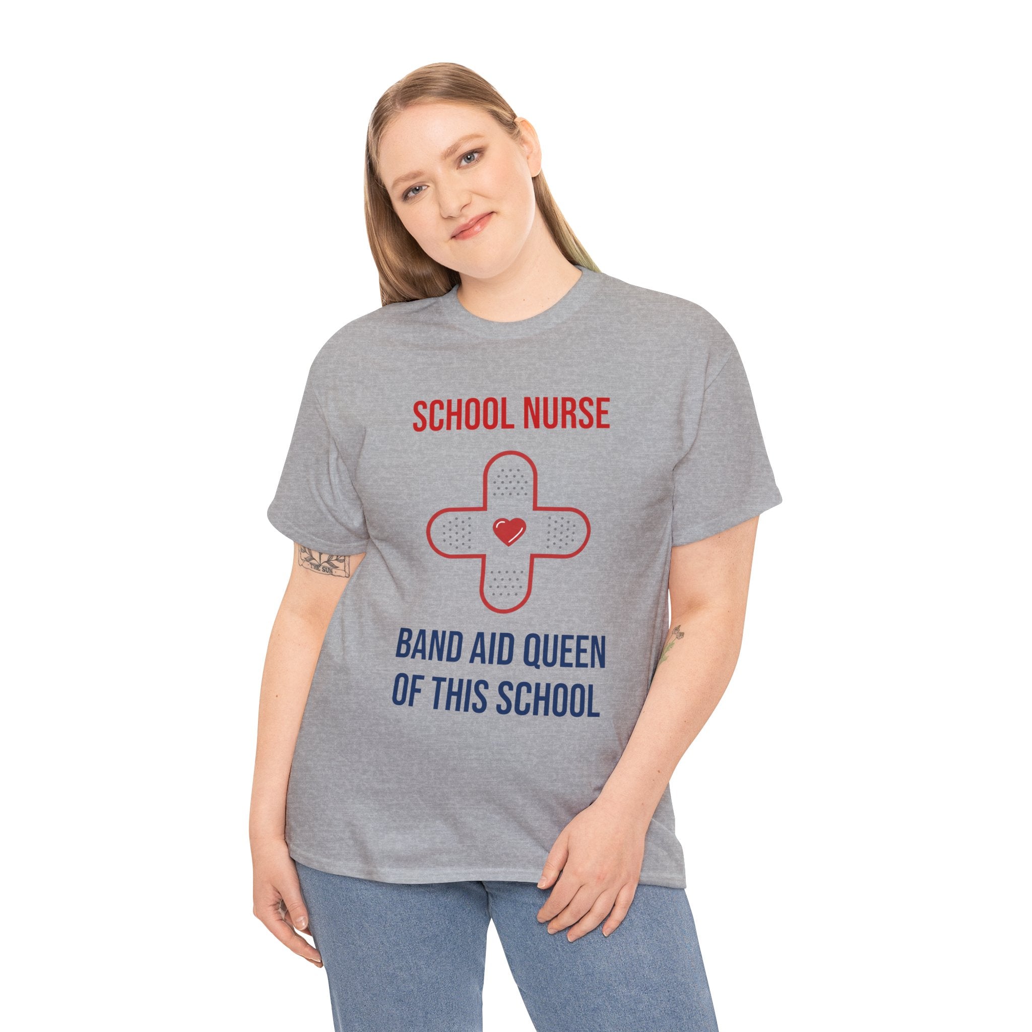 School Nurse T-Shirt – “Band Aid Queen of This School” Cotton Tee