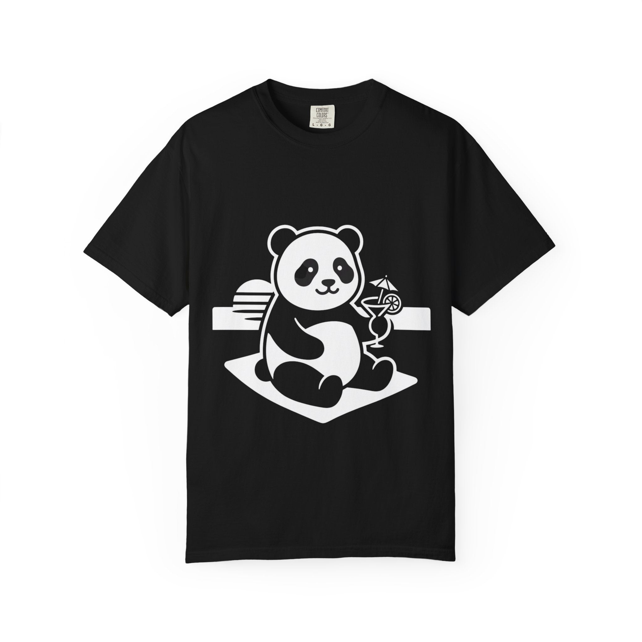 Panda Picnic T-Shirt — Cute Relaxing Panda Holding Drink Graphic Tee